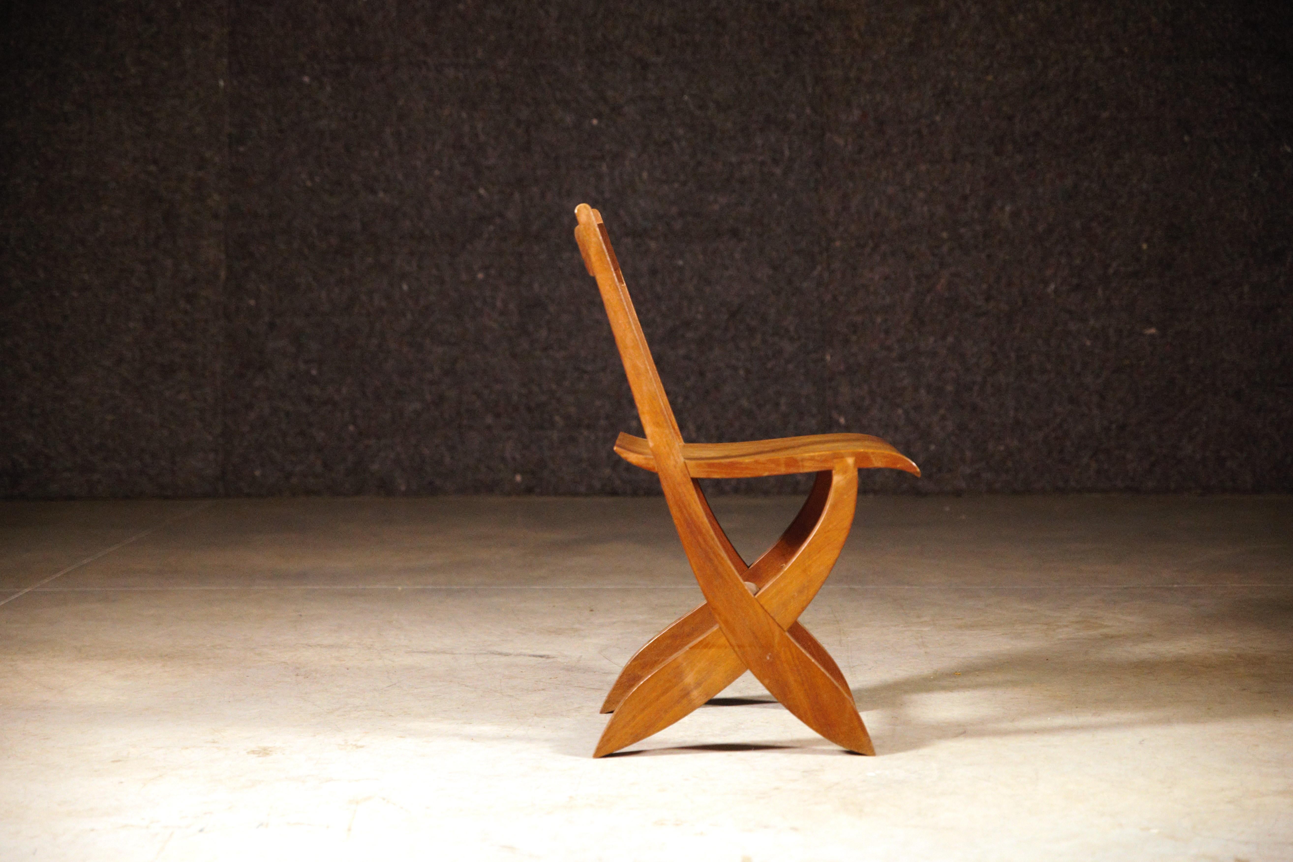 Wood A Sculptural Chair by Joseph Savina France 1960's For Sale