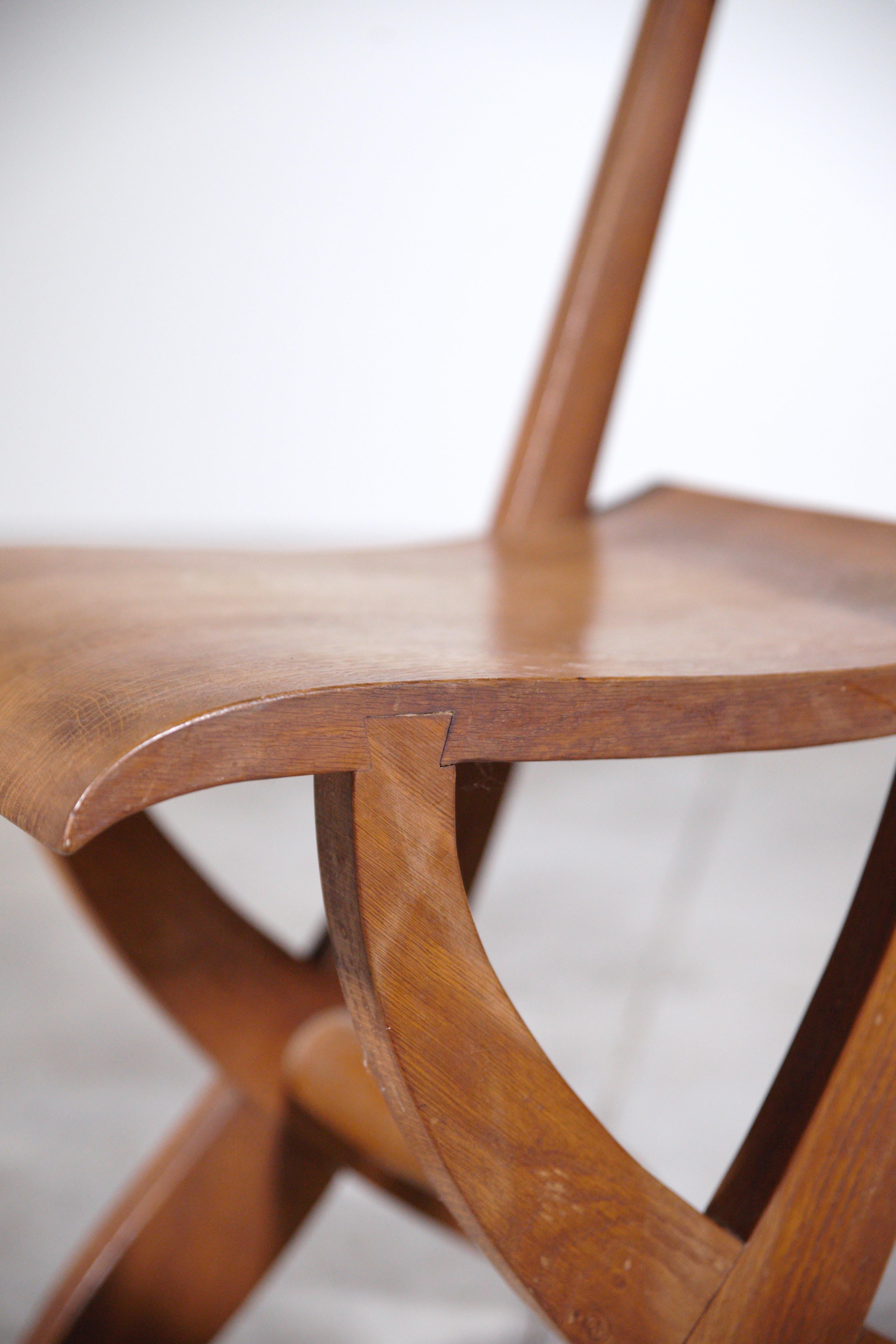 Wood A Sculptural Chair by Joseph Savina France 1960's For Sale