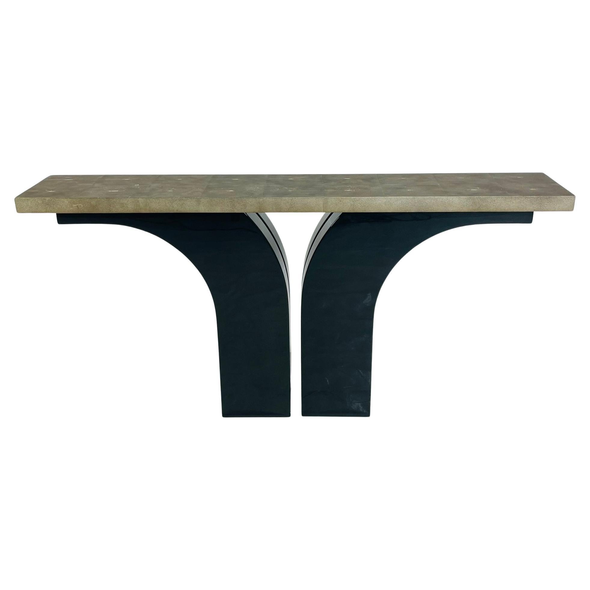 Console sculpturale avec plateau en galuchat à la manière de Karl Springer en vente