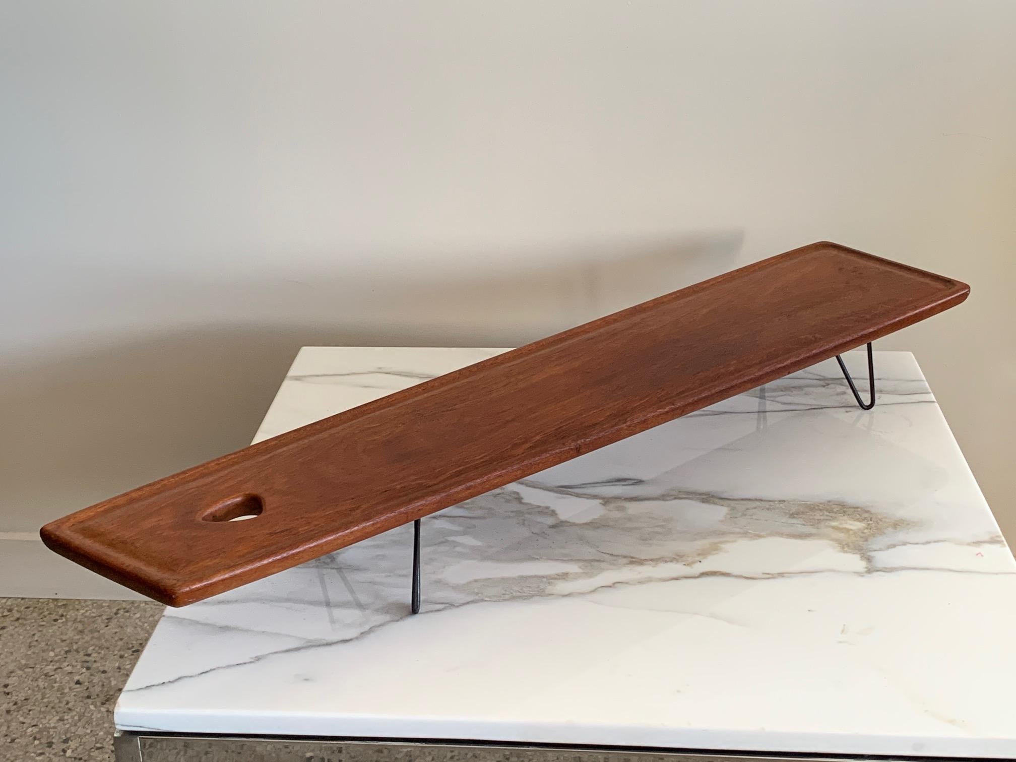Sculptural Danish Lunch Board in Solid Teak by Johannes Aasbjerg In Good Condition For Sale In St.Petersburg, FL