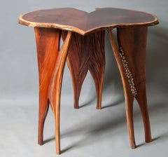 Sculptural Live Edge Walnut Occasional Table with Gilded and Carved Elements