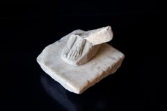 Sculptural Marble Deity Fragment of Carved Feet on a Plinth, 500-700 BC
