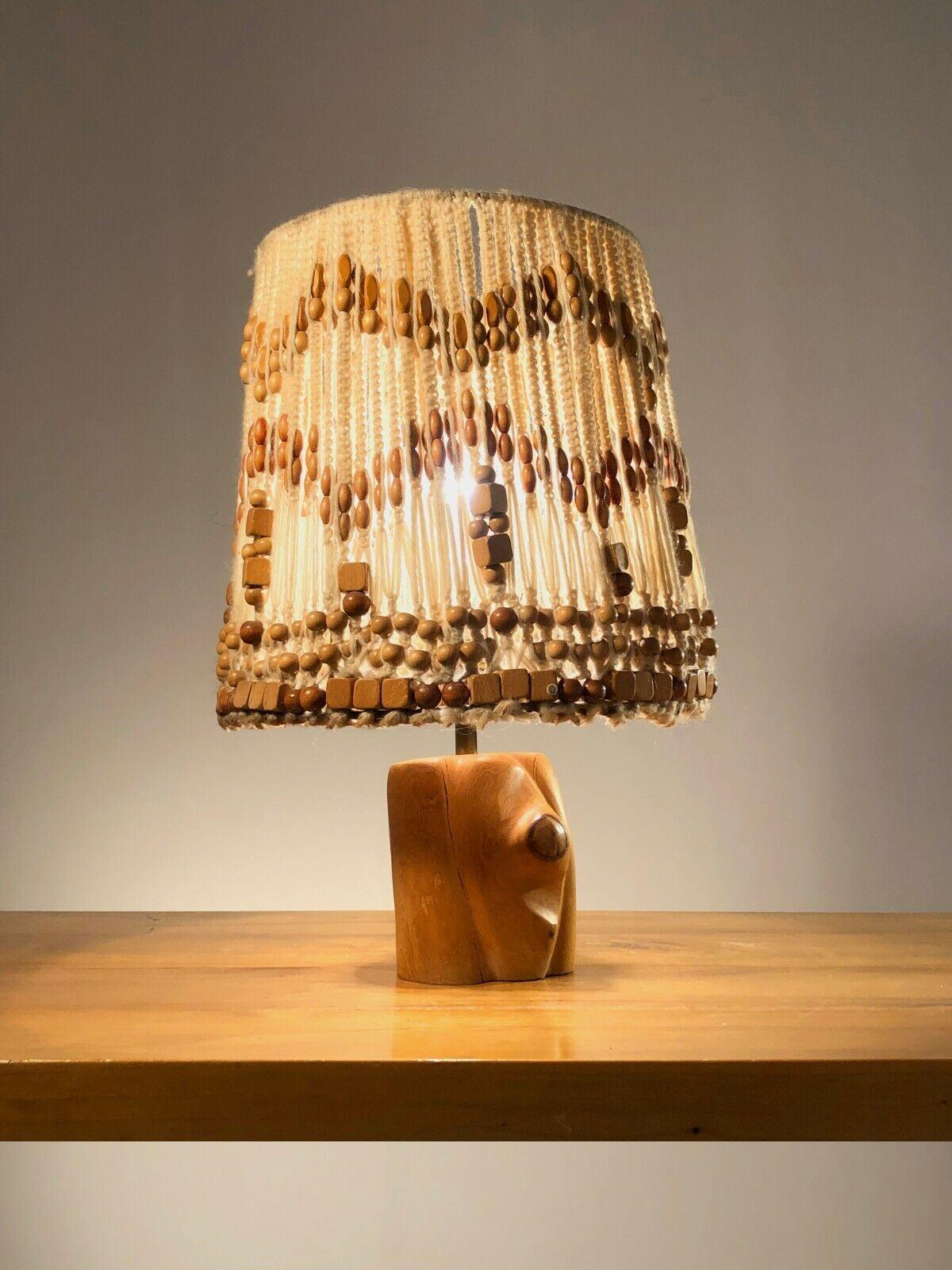 A Sculptural MID-CENTURY-MODERN BRUTALIST RUSTIC Wood TABLE LAMP,  France 1950 For Sale 7