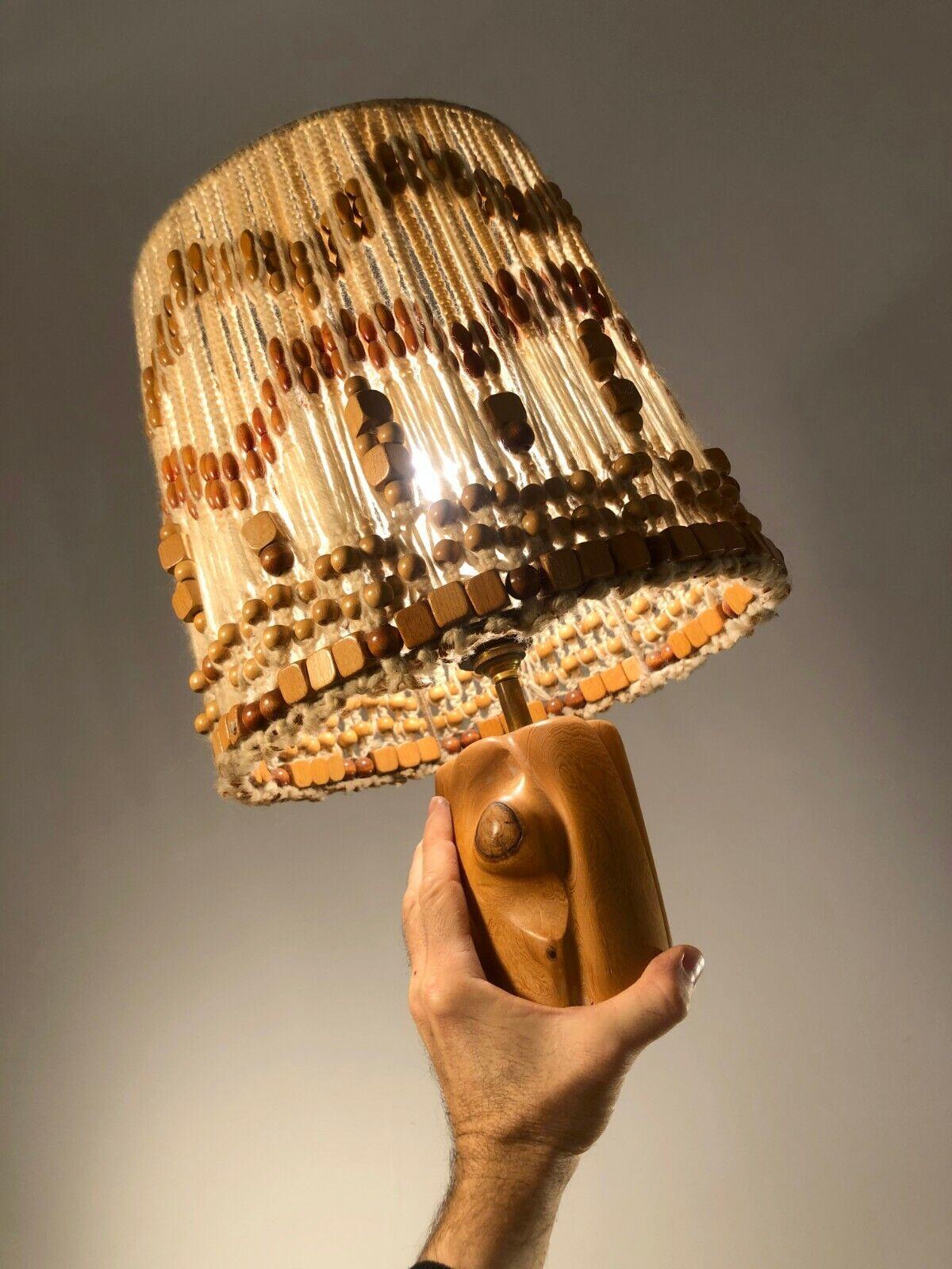 Mid-Century Modern A Sculptural MID-CENTURY-MODERN BRUTALIST RUSTIC Wood TABLE LAMP,  France 1950 For Sale