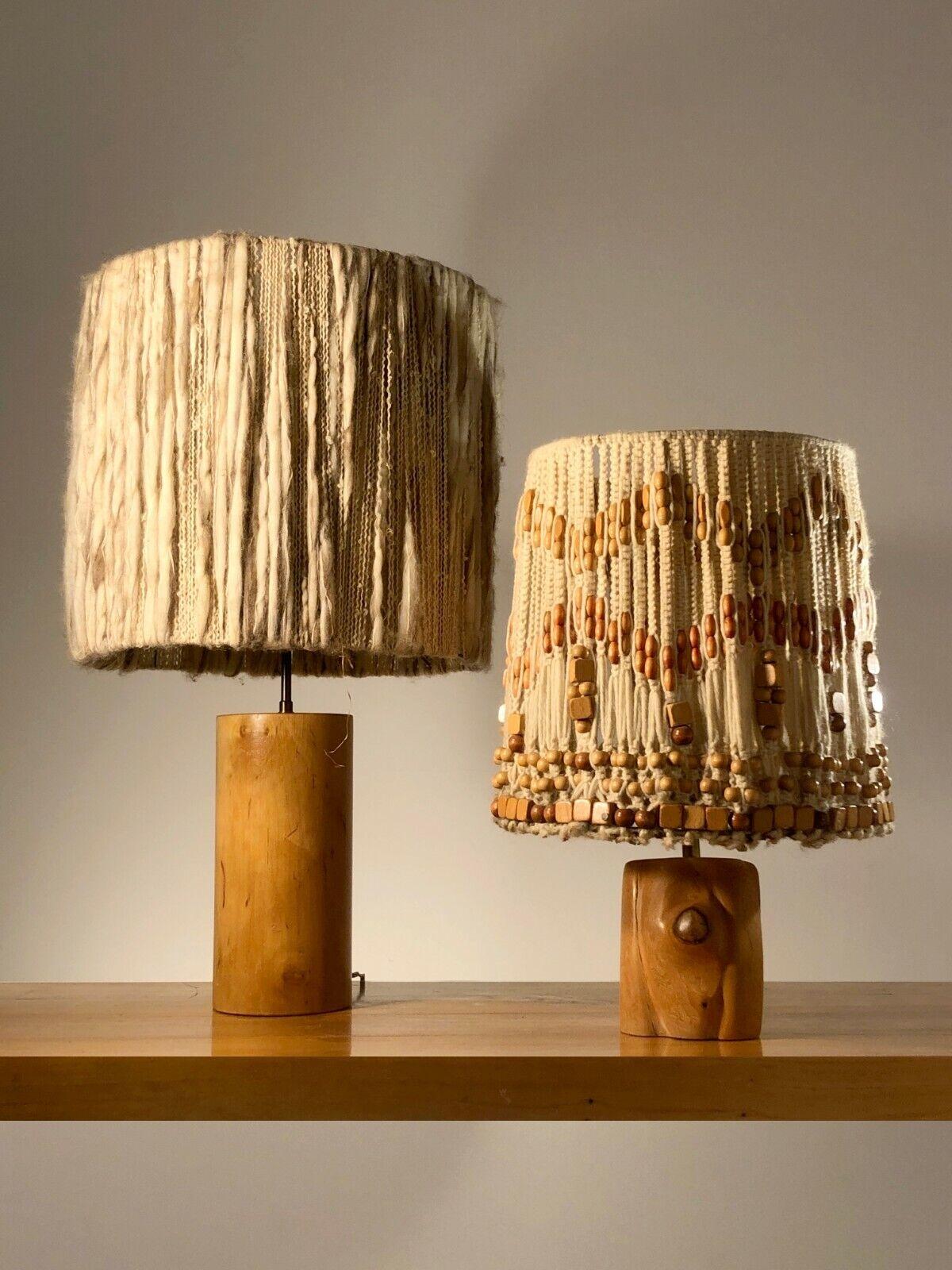French A Sculptural MID-CENTURY-MODERN BRUTALIST RUSTIC Wood TABLE LAMP,  France 1950 For Sale
