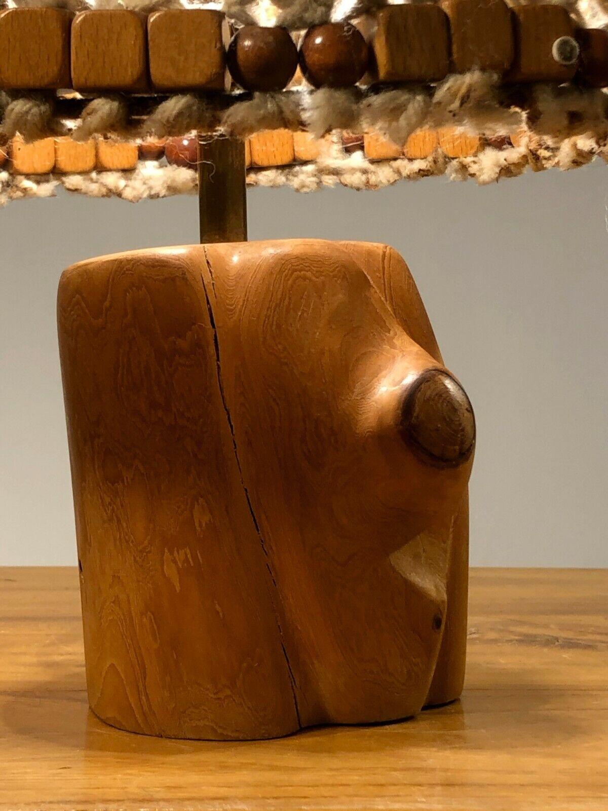 A Sculptural MID-CENTURY-MODERN BRUTALIST RUSTIC Wood TABLE LAMP,  France 1950 For Sale 1
