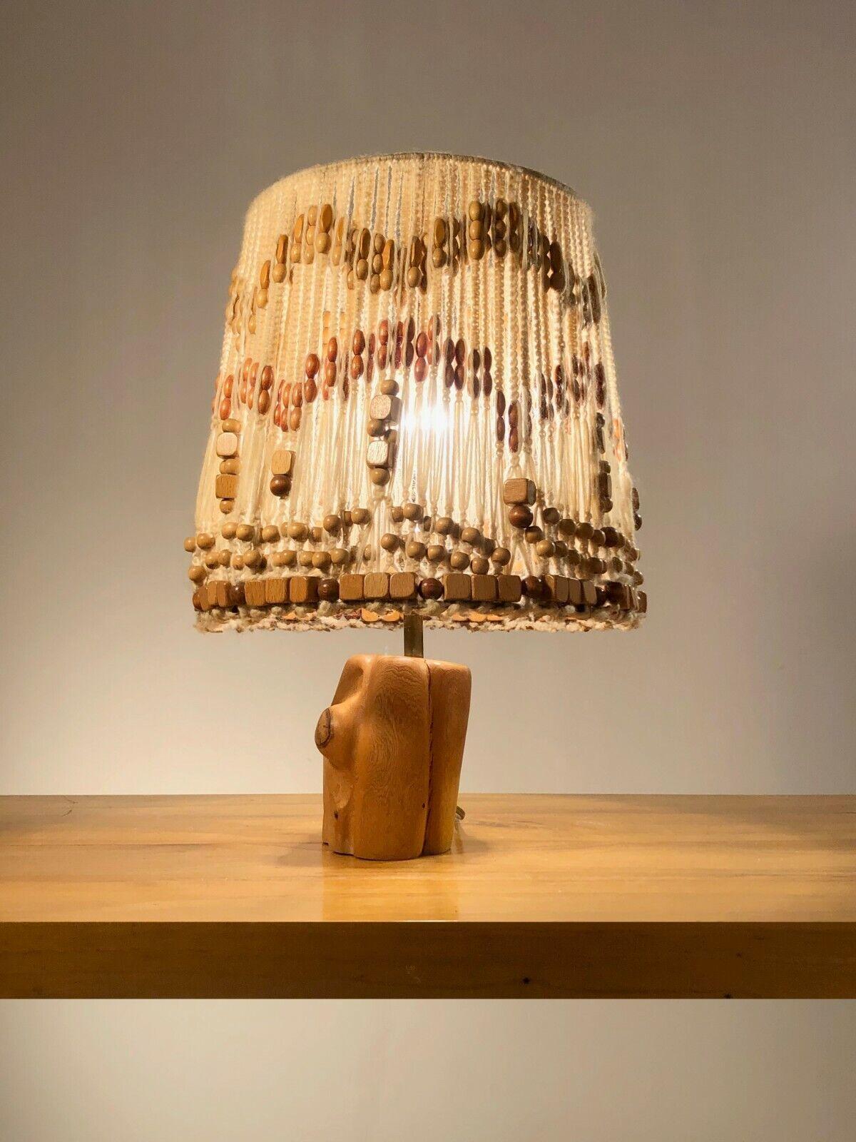 A Sculptural MID-CENTURY-MODERN BRUTALIST RUSTIC Wood TABLE LAMP,  France 1950 For Sale 2