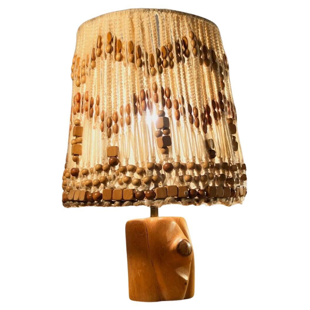 A Sculptural MID-CENTURY-MODERN BRUTALIST RUSTIC Wood TABLE LAMP,  France 1950