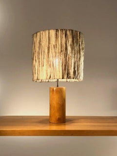 A Sculptural MID-CENTURY-MODERN BRUTALIST RUSTIC Wood TABLE LAMP,  France 1970