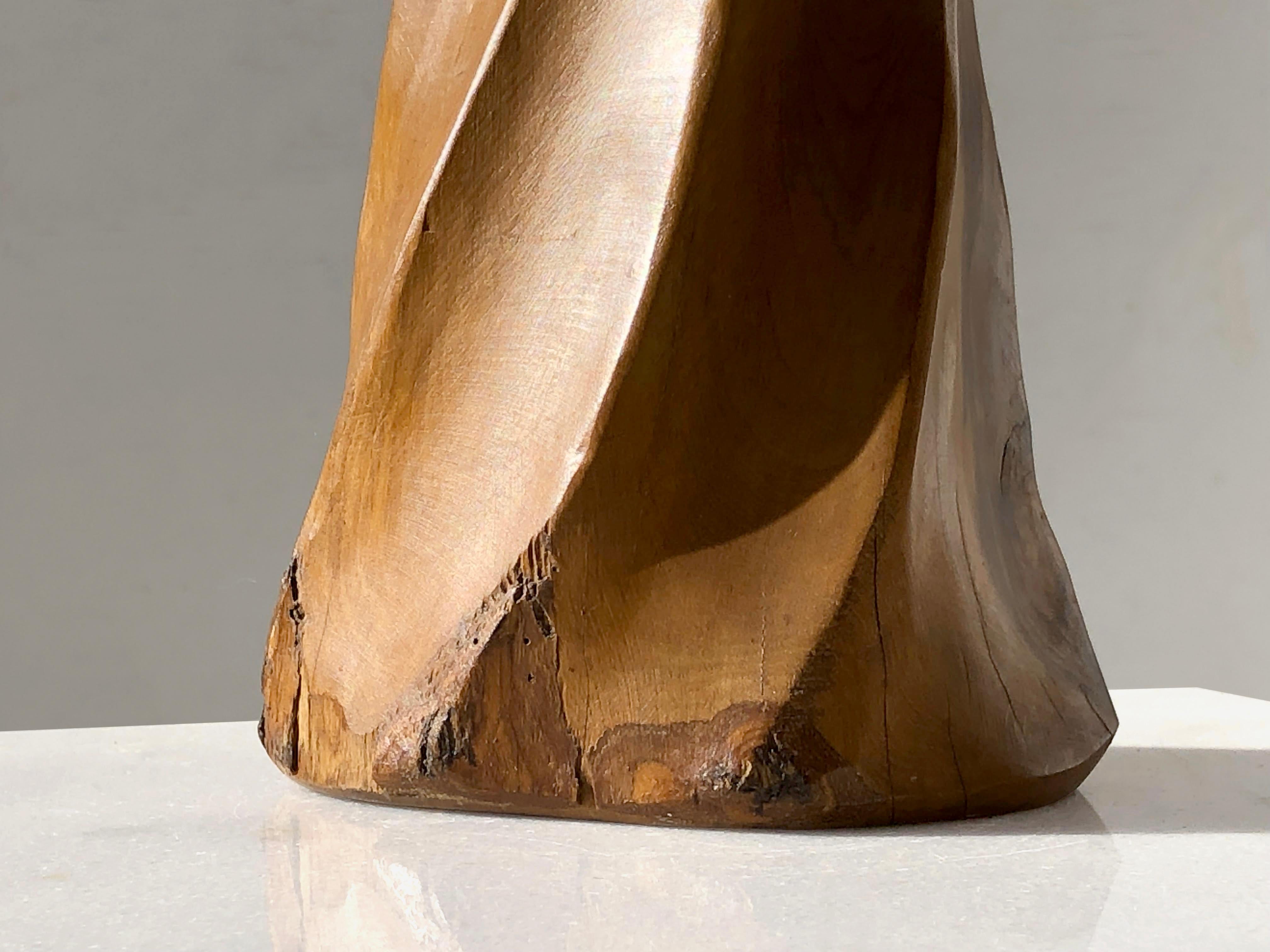 Una escultural LÁMPARA DE MESA DE MADERA RÚSTICA BRUTALISTA DE MEDIO SIGLO,  Francia 1970 en venta 1