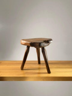 A BRUTALIST MID-CENTURY-MODERN RUSTIC STOOL, MAROLLES Style, France 1950