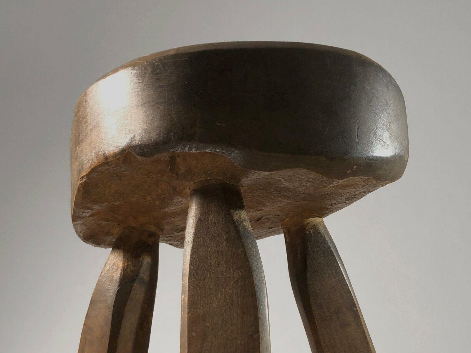 Mid-20th Century A BRUTALIST MID-CENTURY-MODERN RUSTIC STOOL, MAROLLES Style, France 1950 For Sale