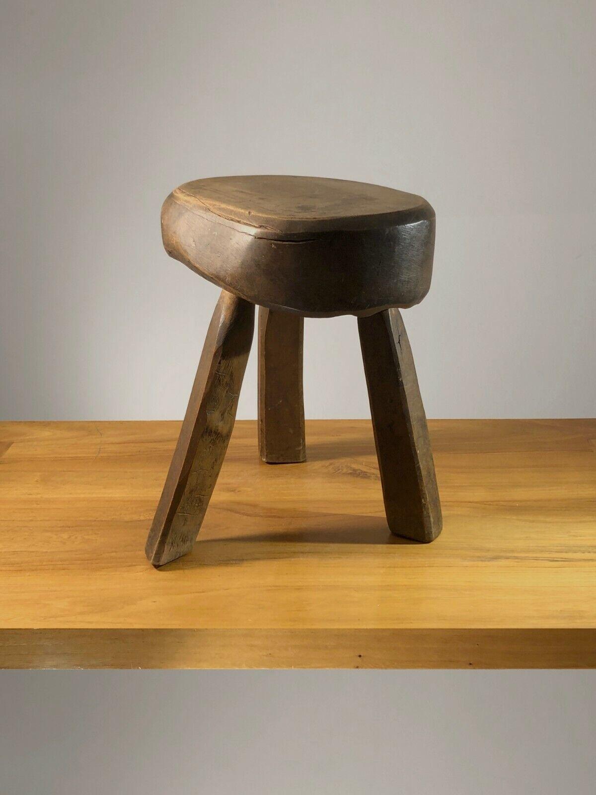 A BRUTALIST MID-CENTURY-MODERN RUSTIC STOOL, MAROLLES Style, France 1950 For Sale 2