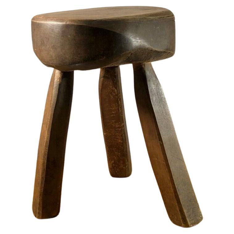 A BRUTALIST MID-CENTURY-MODERN RUSTIC STOOL, MAROLLES Style, France 1950 For Sale