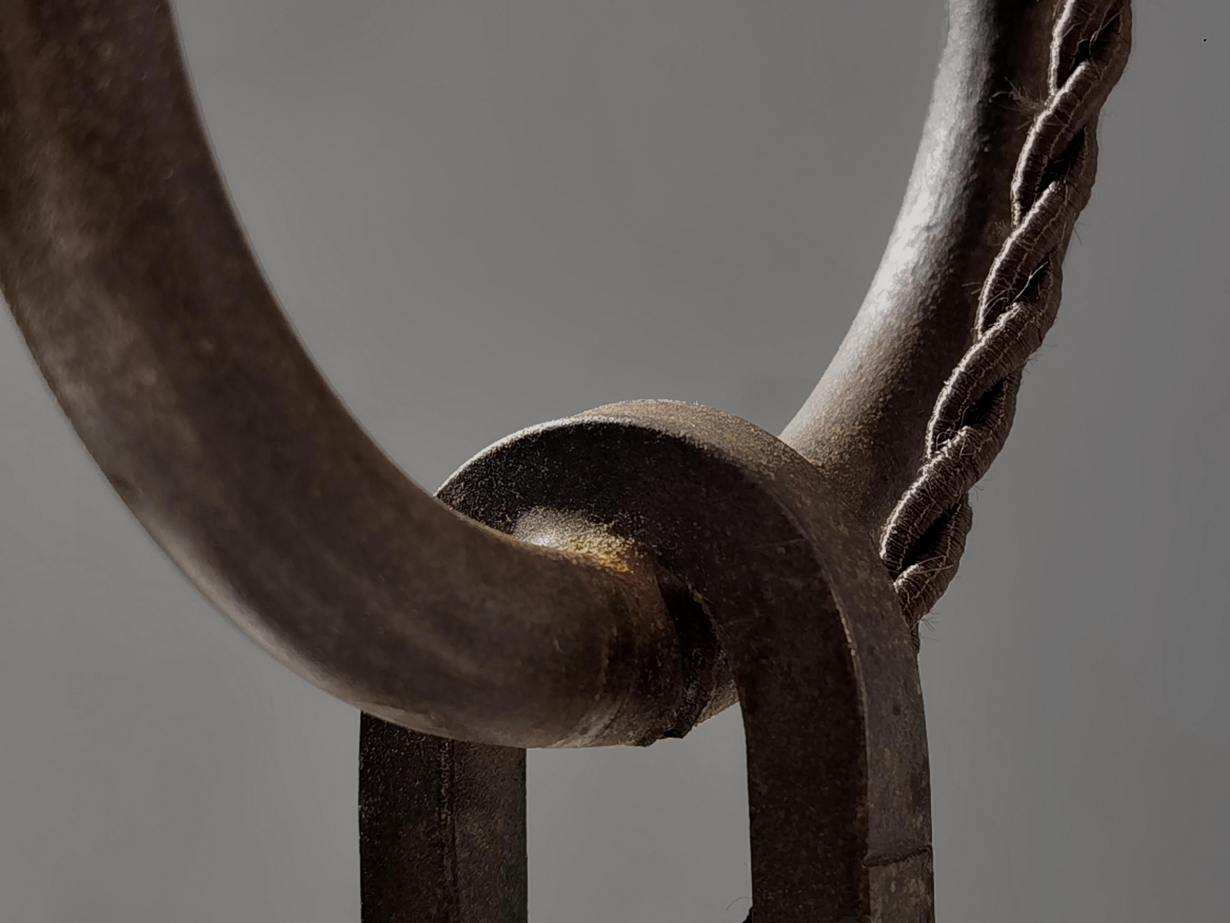 Brutalist A BRUTALIST Wrought Iron CHAIN TABLE LAMP, France 1960 For Sale