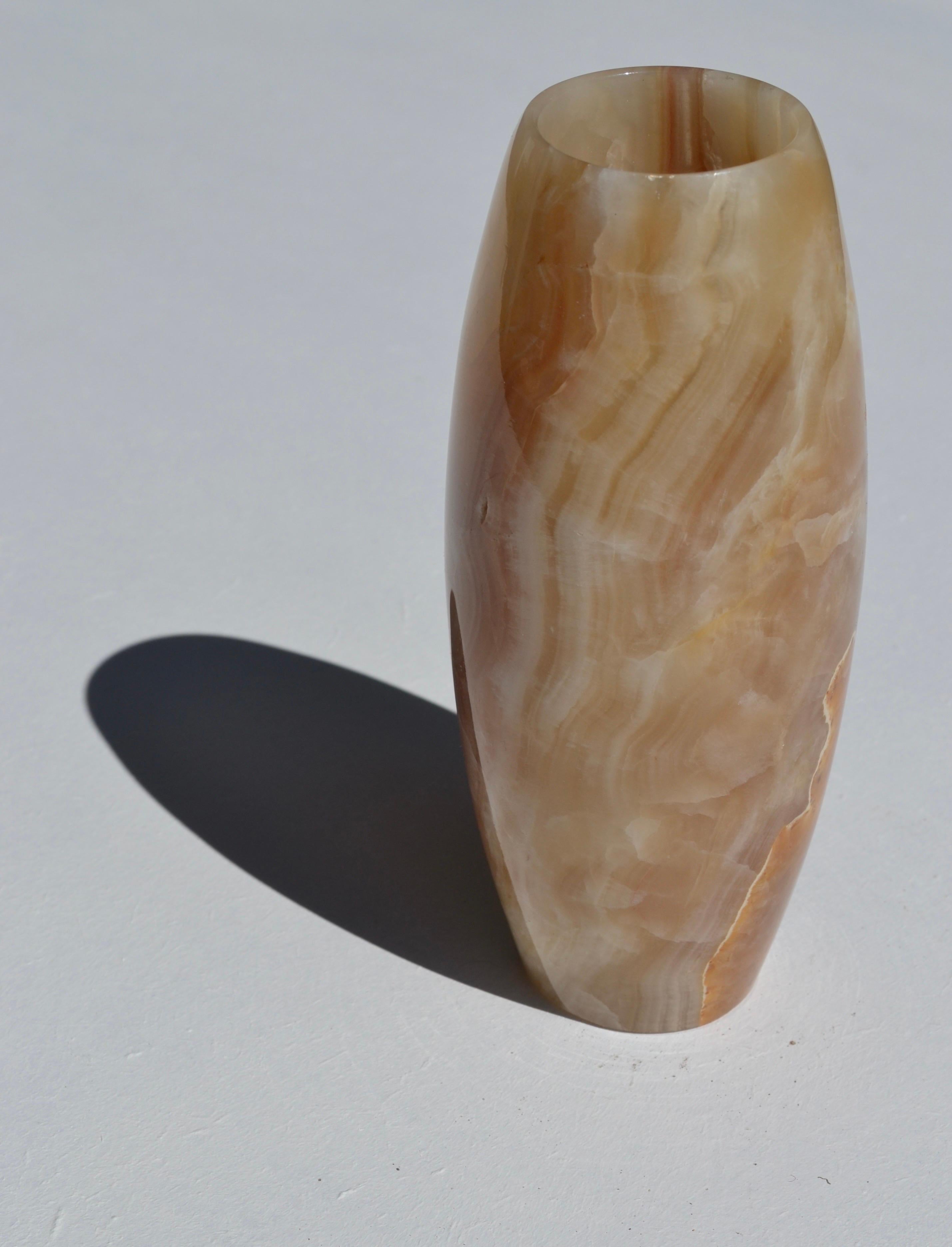 Mid-Century Modern A Sculptural Oblong Onyx Vase - France - 1970s For Sale