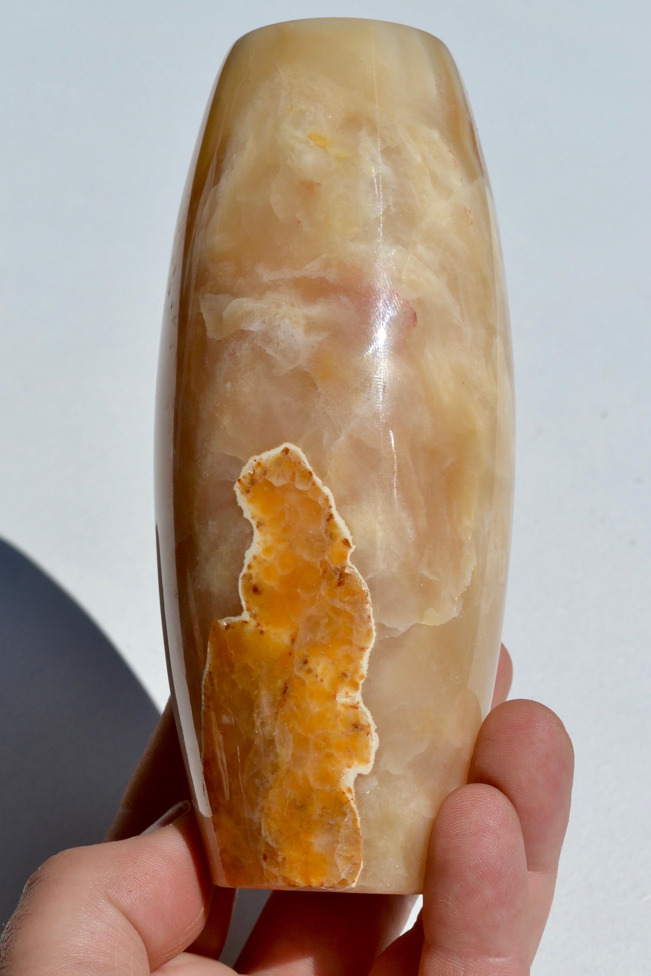 French A Sculptural Oblong Onyx Vase - France - 1970s For Sale