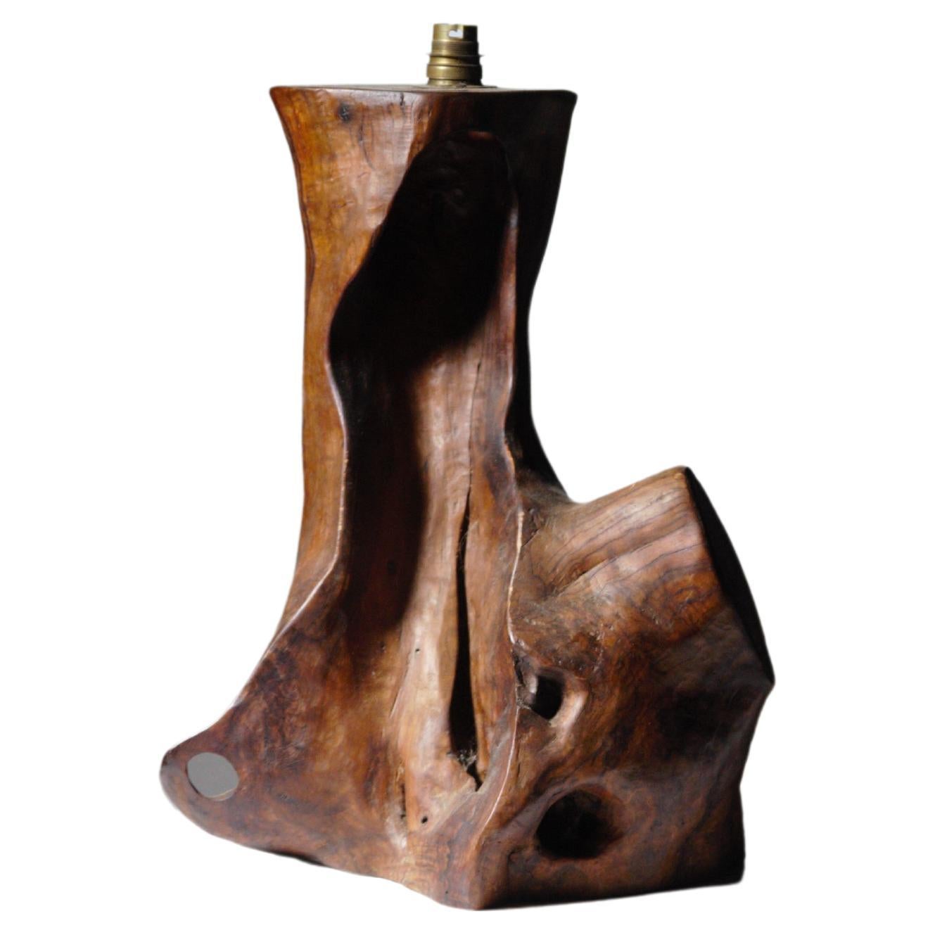 A Sculptural Olive Wood Lamp France 1970s For Sale