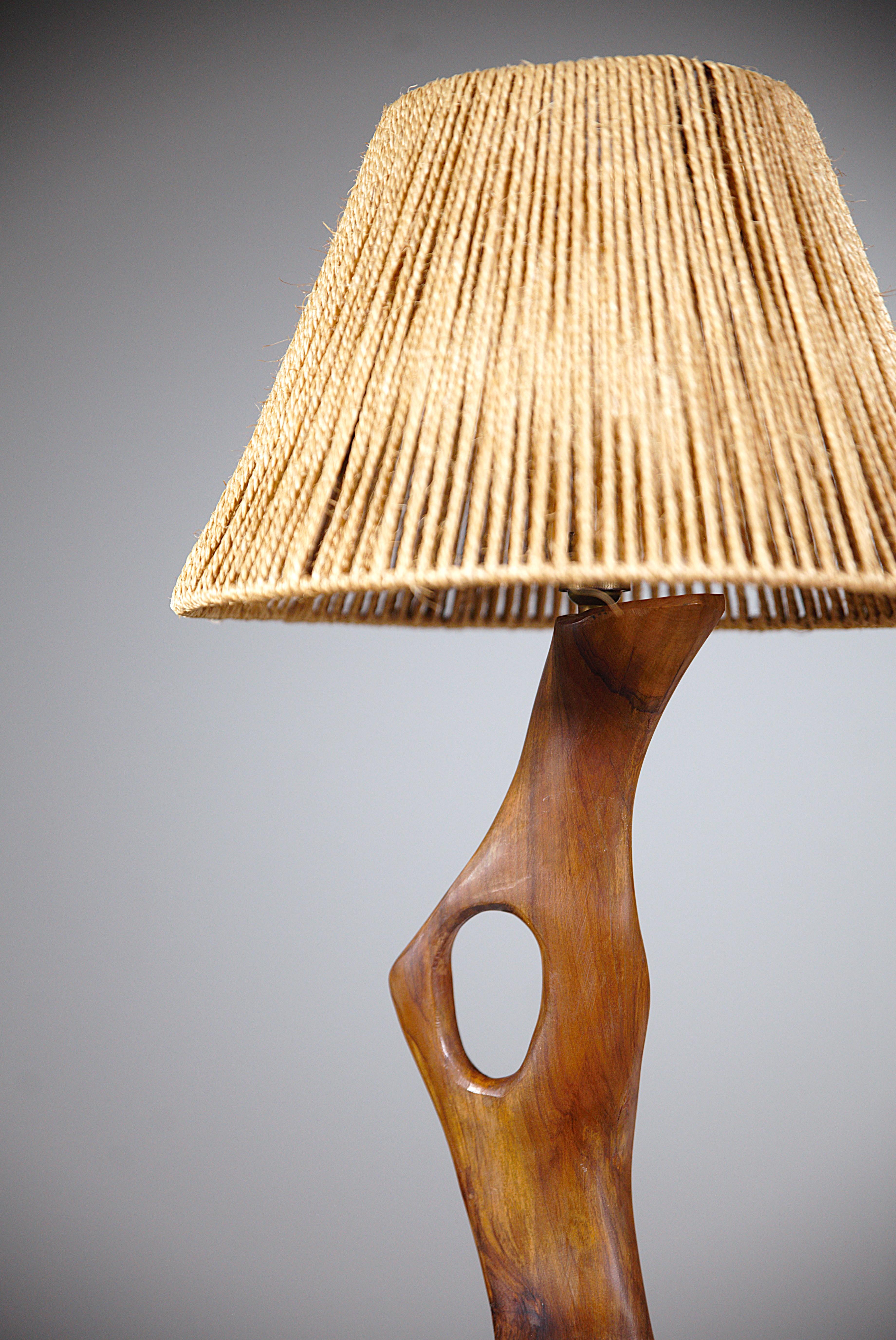 Mid-20th Century A Sculptural Olive Wood Lamp South of France 1960's For Sale
