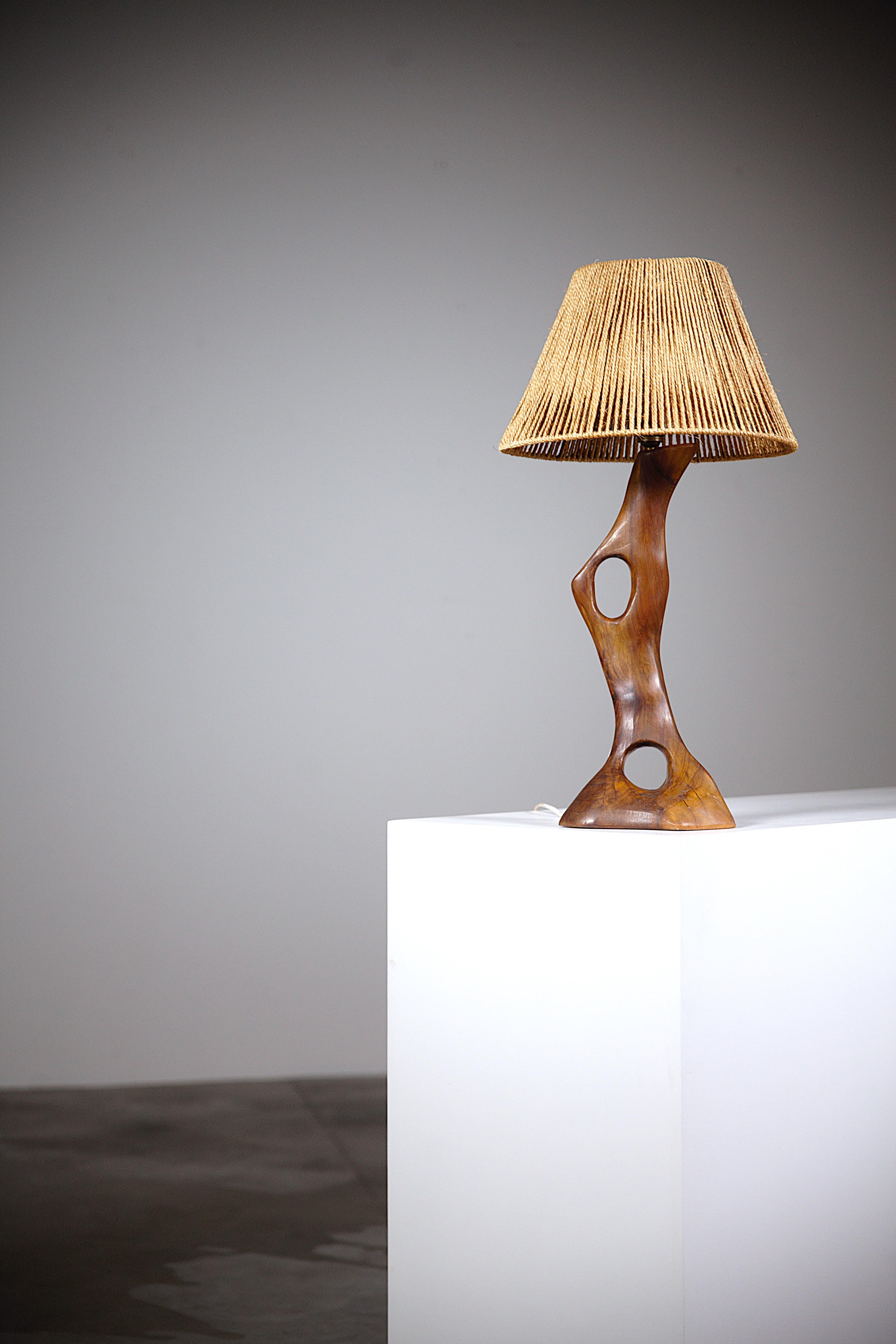 A Sculptural Olive Wood Lamp South of France 1960's For Sale 1
