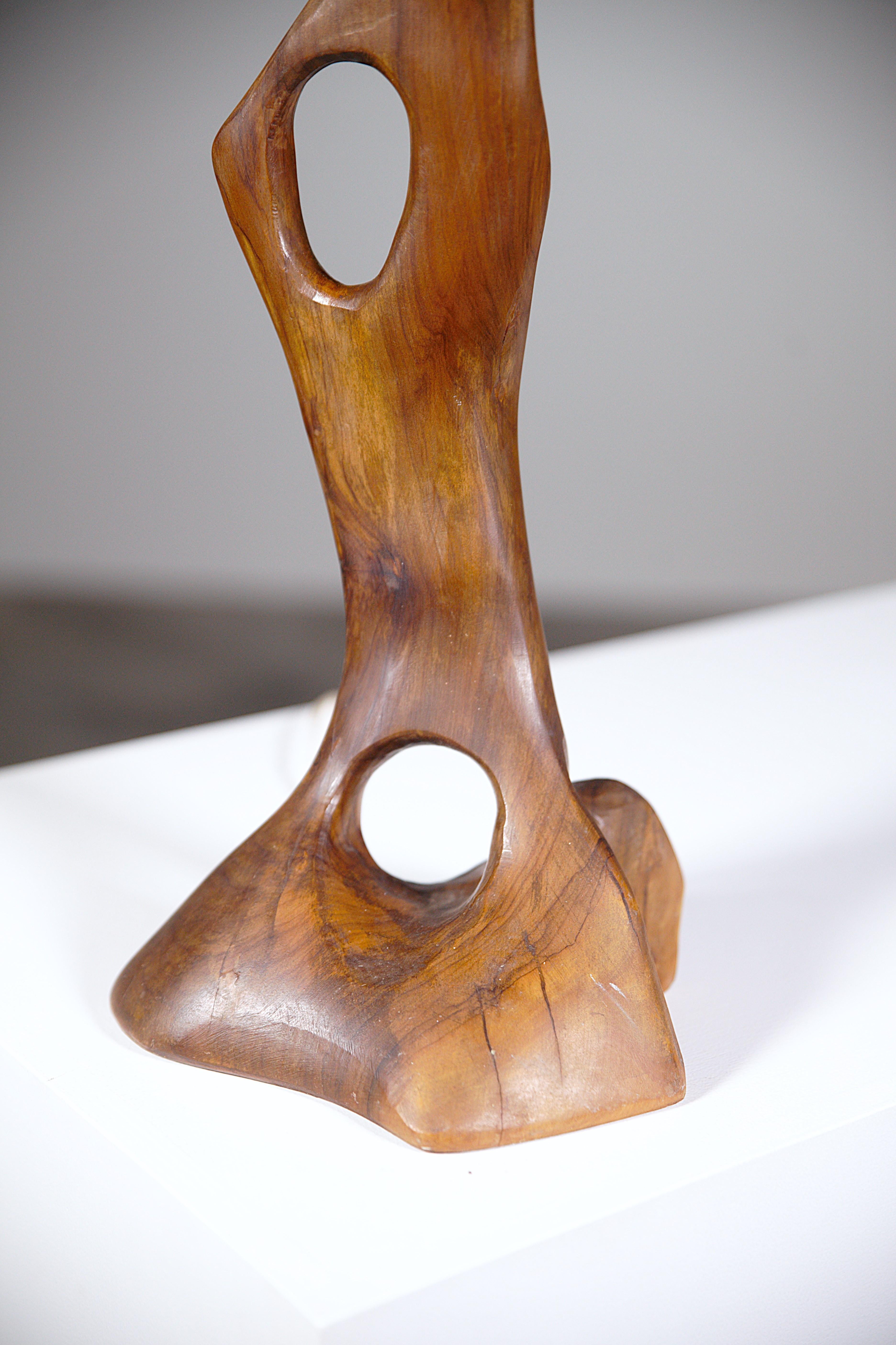A Sculptural Olive Wood Lamp South of France 1960's For Sale 2