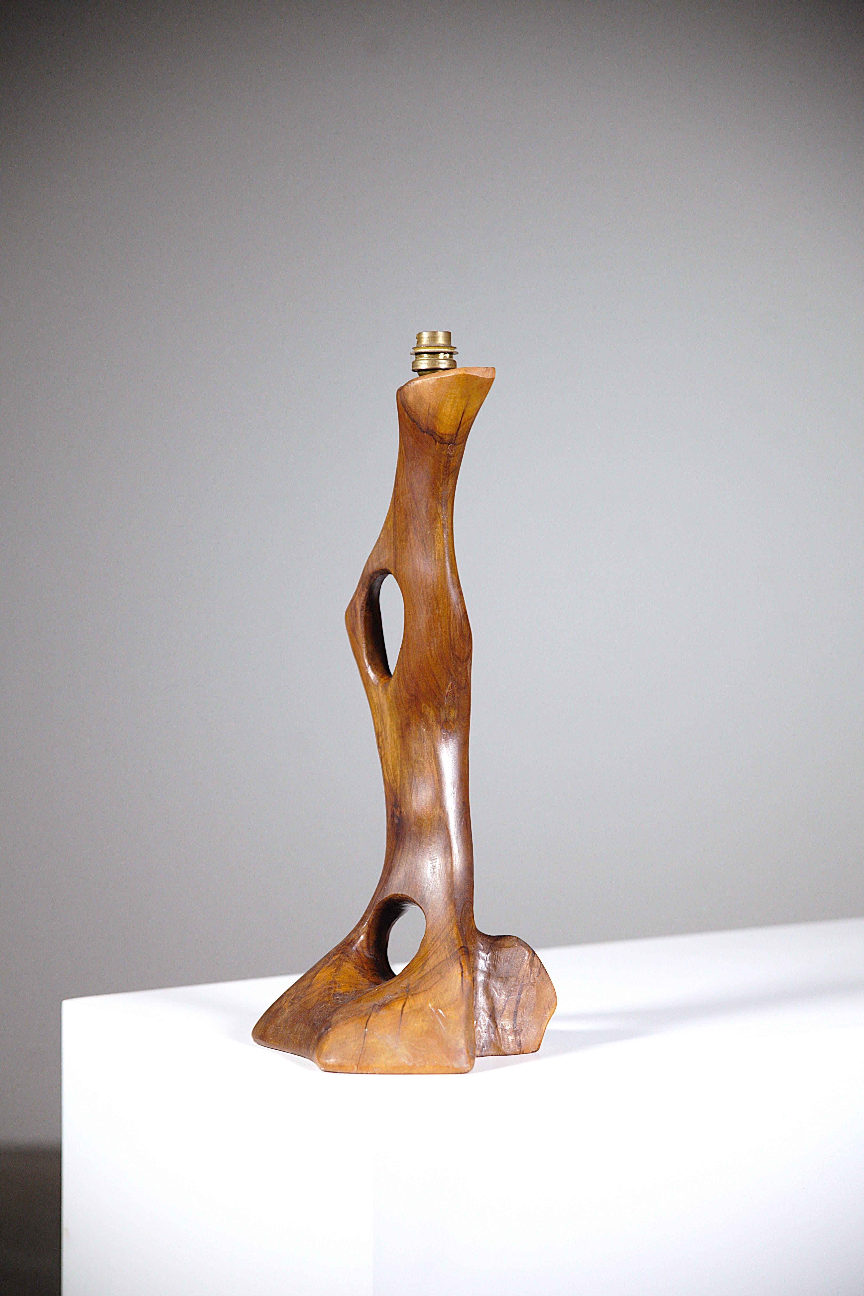 A Sculptural Olive Wood Lamp South of France 1960's For Sale 3