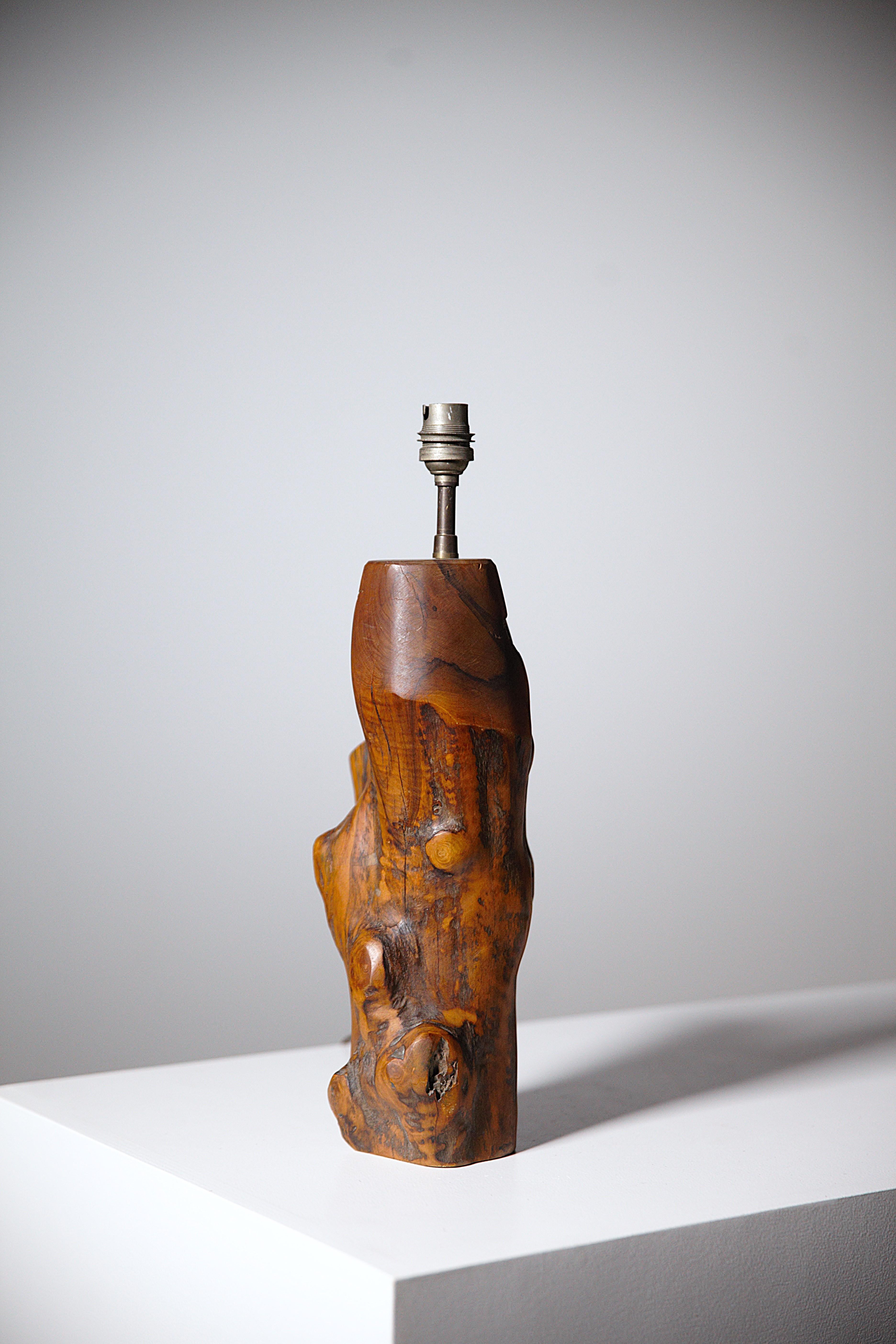 Late 20th Century A Sculptural Olive Wood Lamp South of France 1970s For Sale
