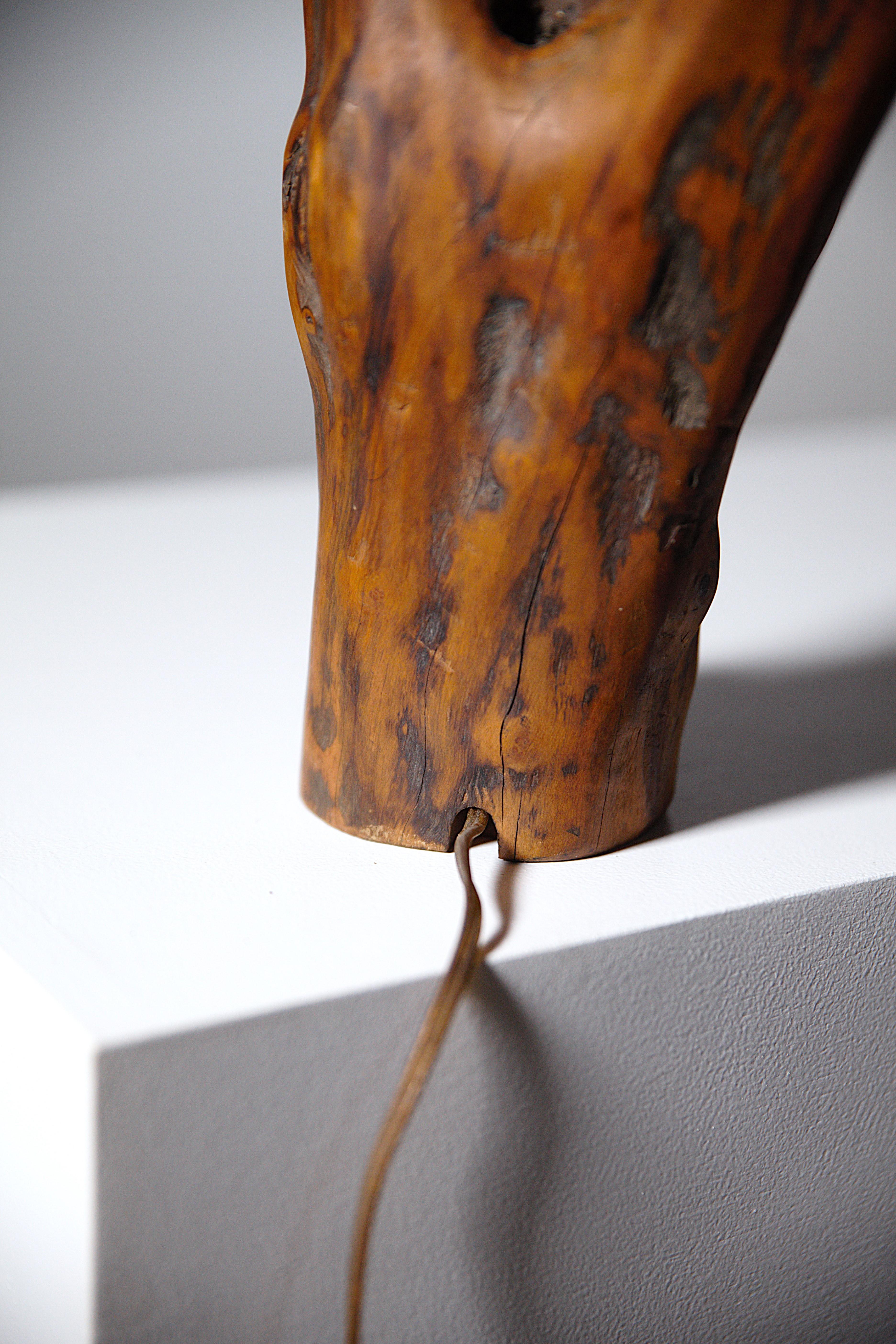 A Sculptural Olive Wood Lamp South of France 1970s For Sale 2