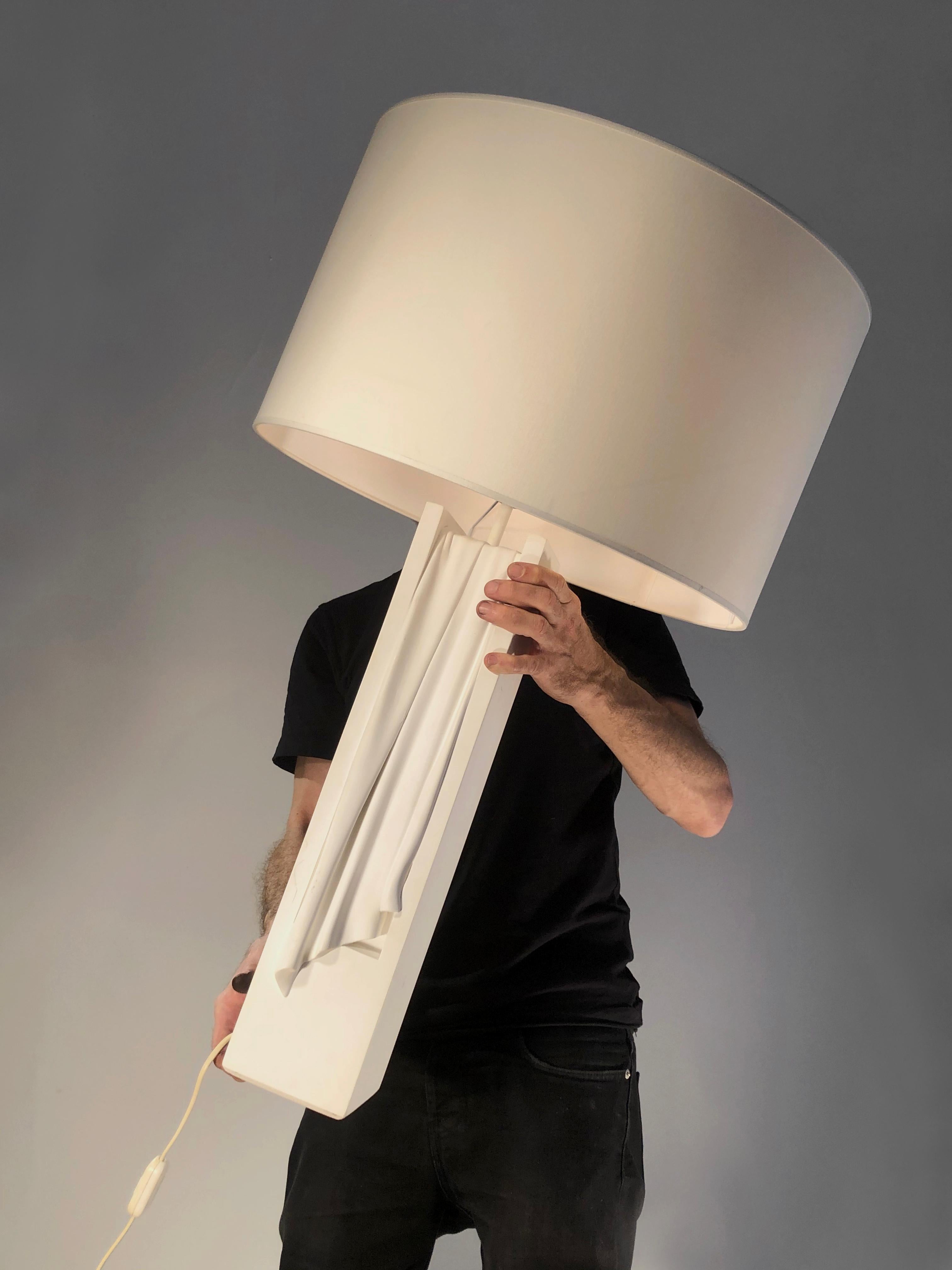 A SCULPTURAL PLASTER TABLE LAMP by LOIC BEUCHET for ATELIER SEDAP, France 1980 For Sale 3