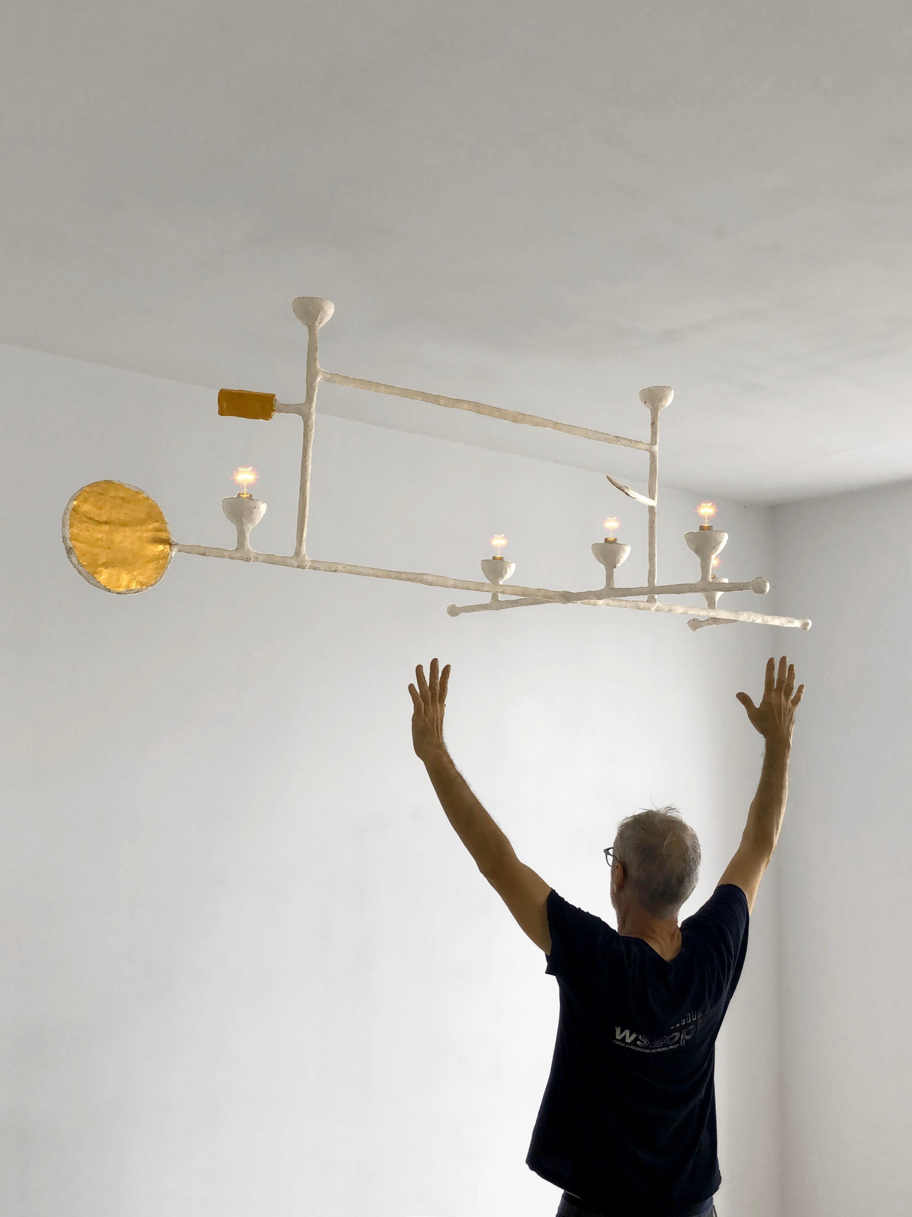 Plafonnier postmoderne sculptural, dans le style de DIEGO GIACOMETTI, France 1990 en vente 4