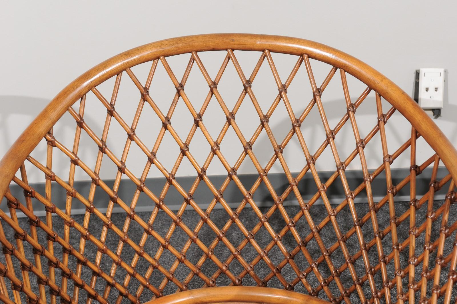 Sculptural Restored Pair of Large-Scale Lattice Club Chairs, circa 1990 5