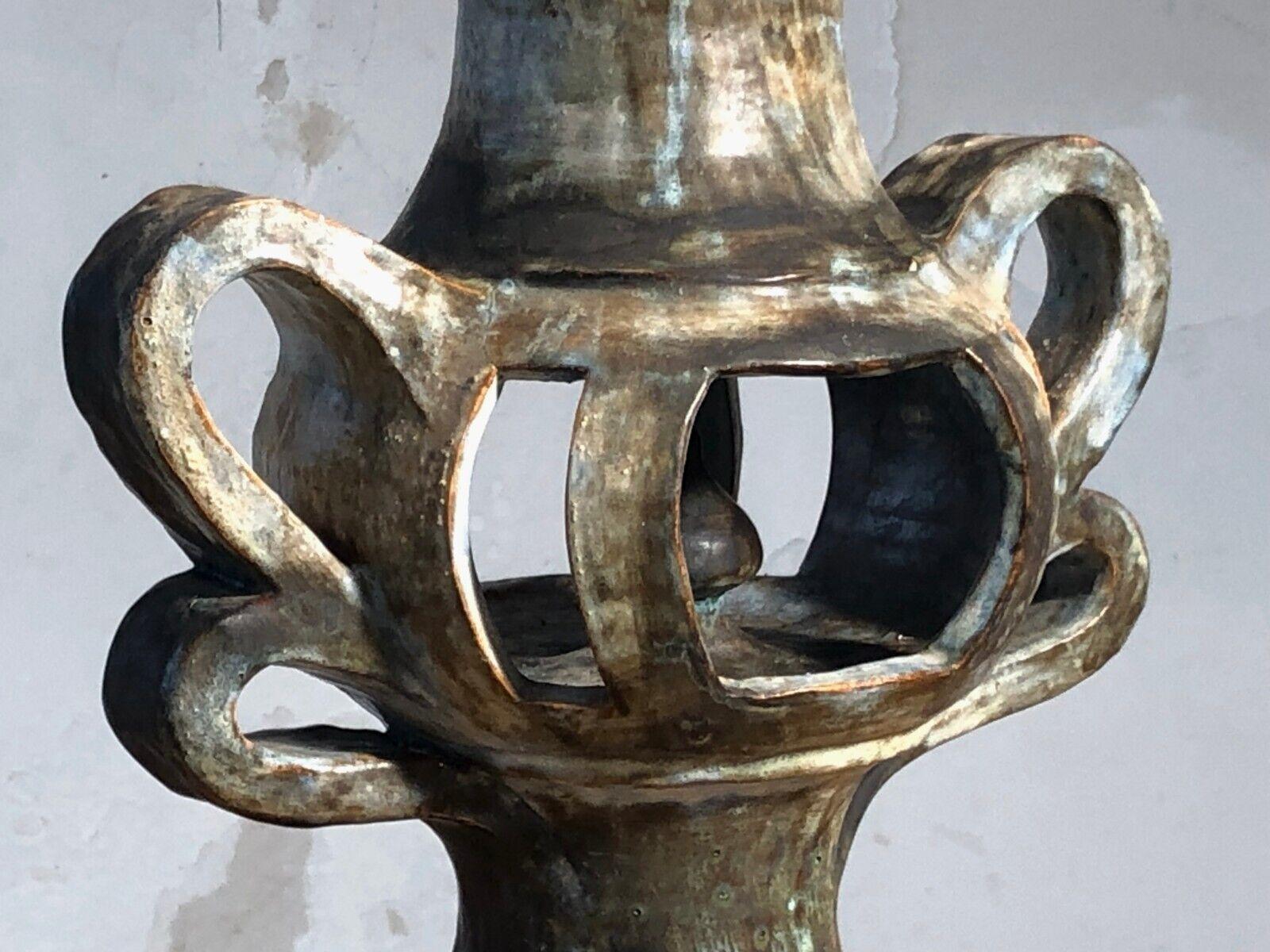 A Sculptural RUSTIC MODERN BRUTALIST Ceramic TABLE LAMP, VALLAURIS, France 1950 For Sale 8
