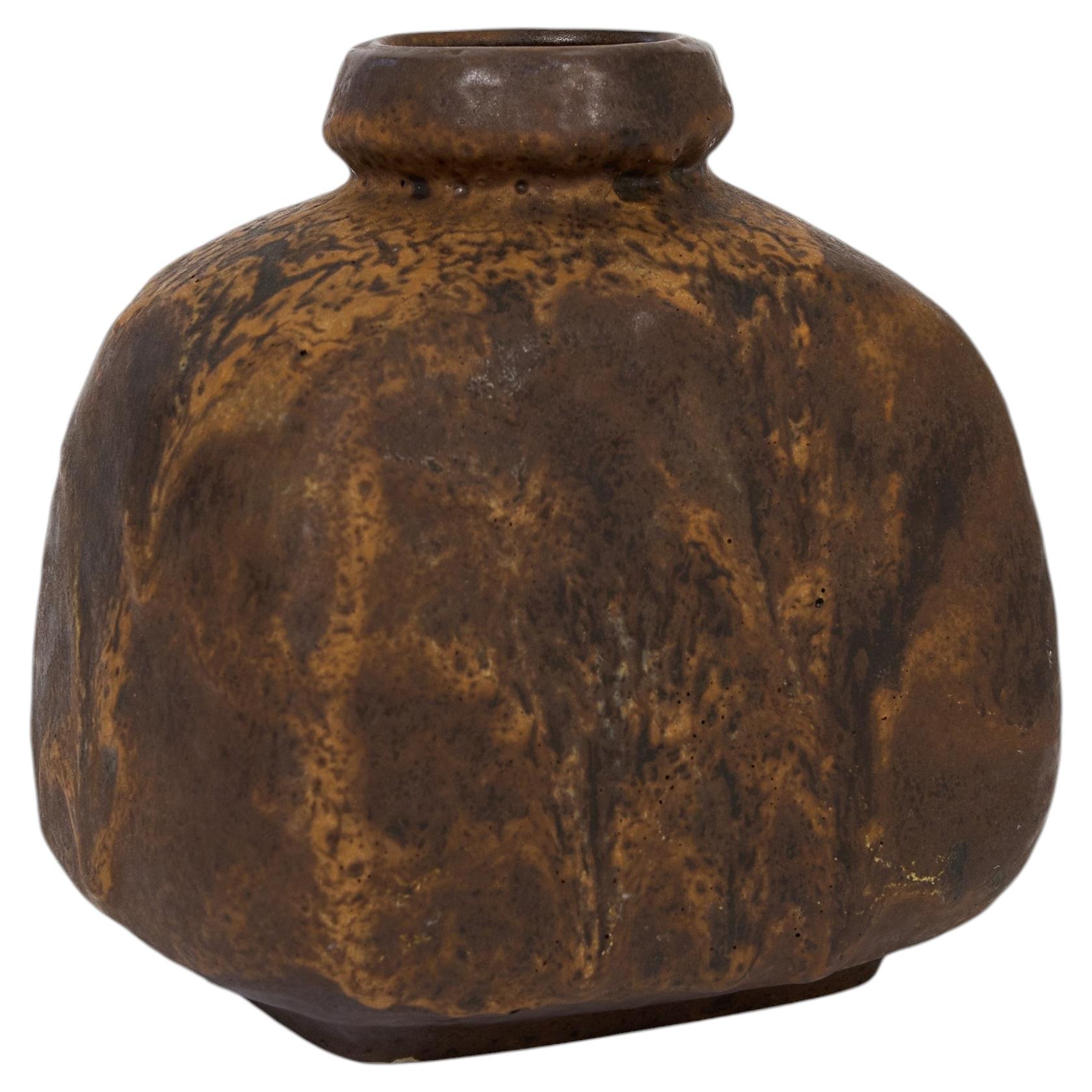 A sculptural Scandinavian ceramic vase with a richly textured glaze