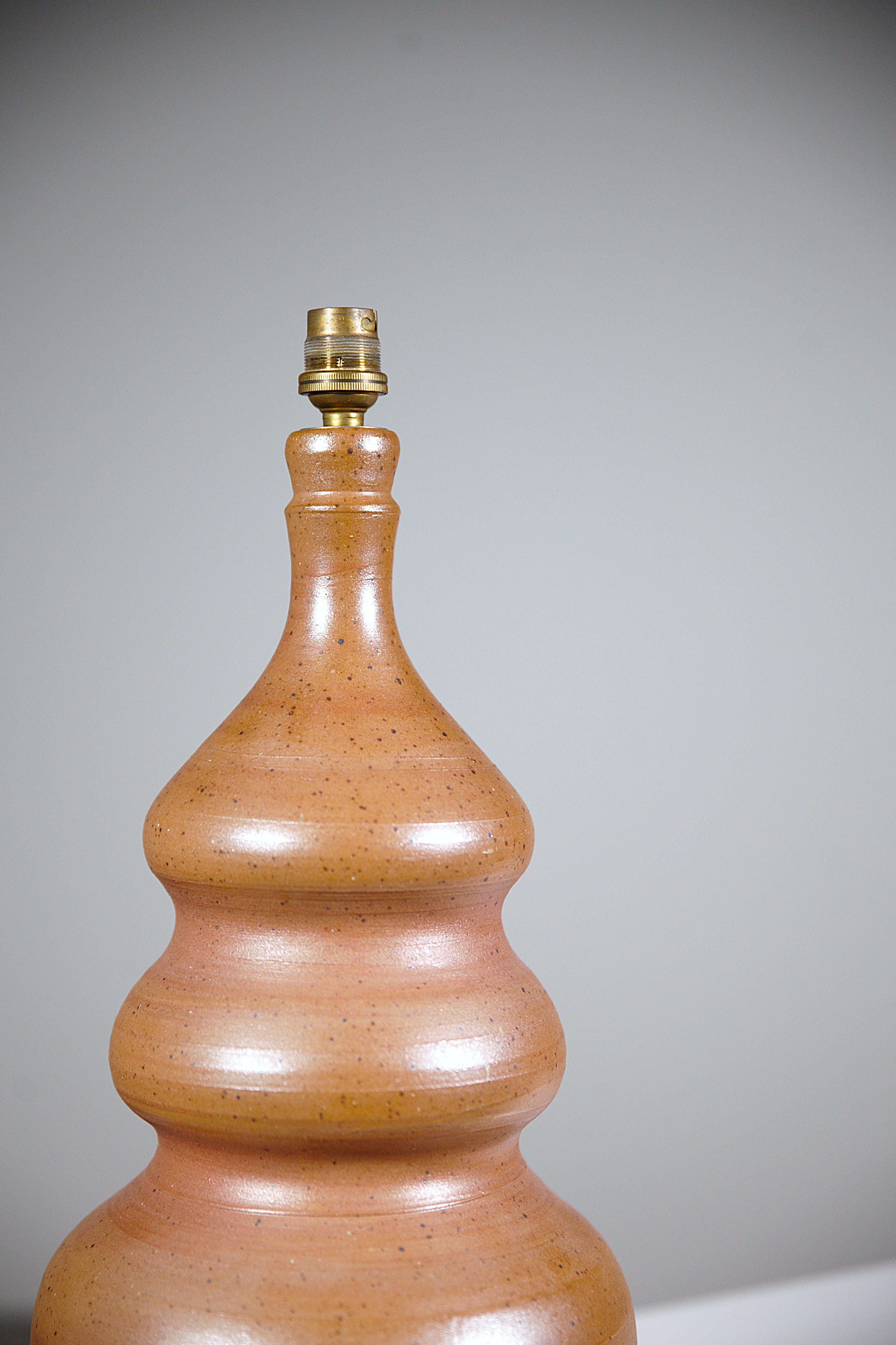 French A Sculptural Stoneware Lamp France 1970 For Sale