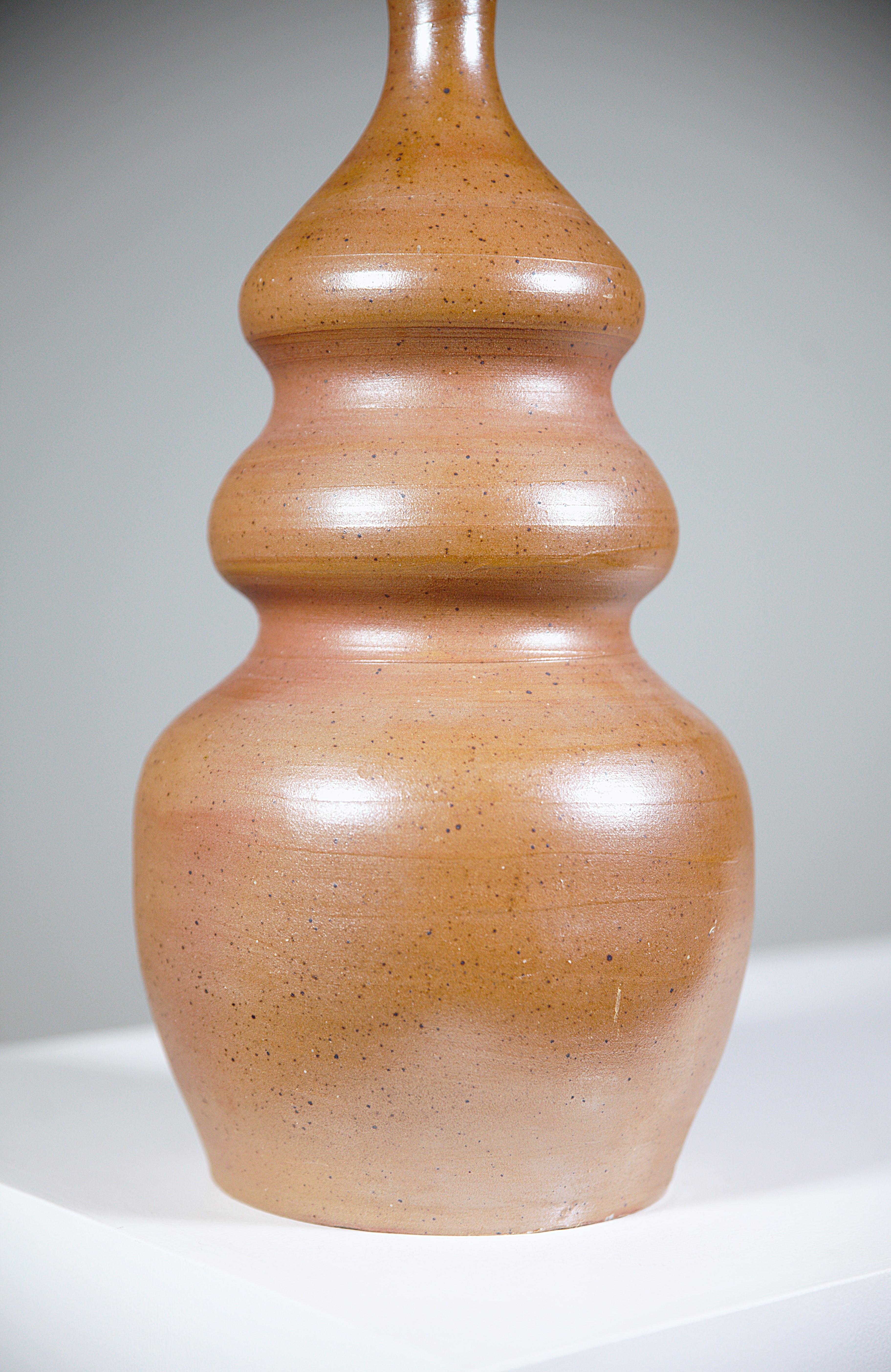 Enameled A Sculptural Stoneware Lamp France 1970 For Sale