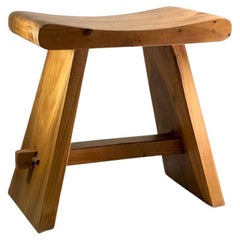Retro A Sculptural MID-CENTURY-MODERN RUSTIC STOOL, PIERRE CHAPO Style, France 1950