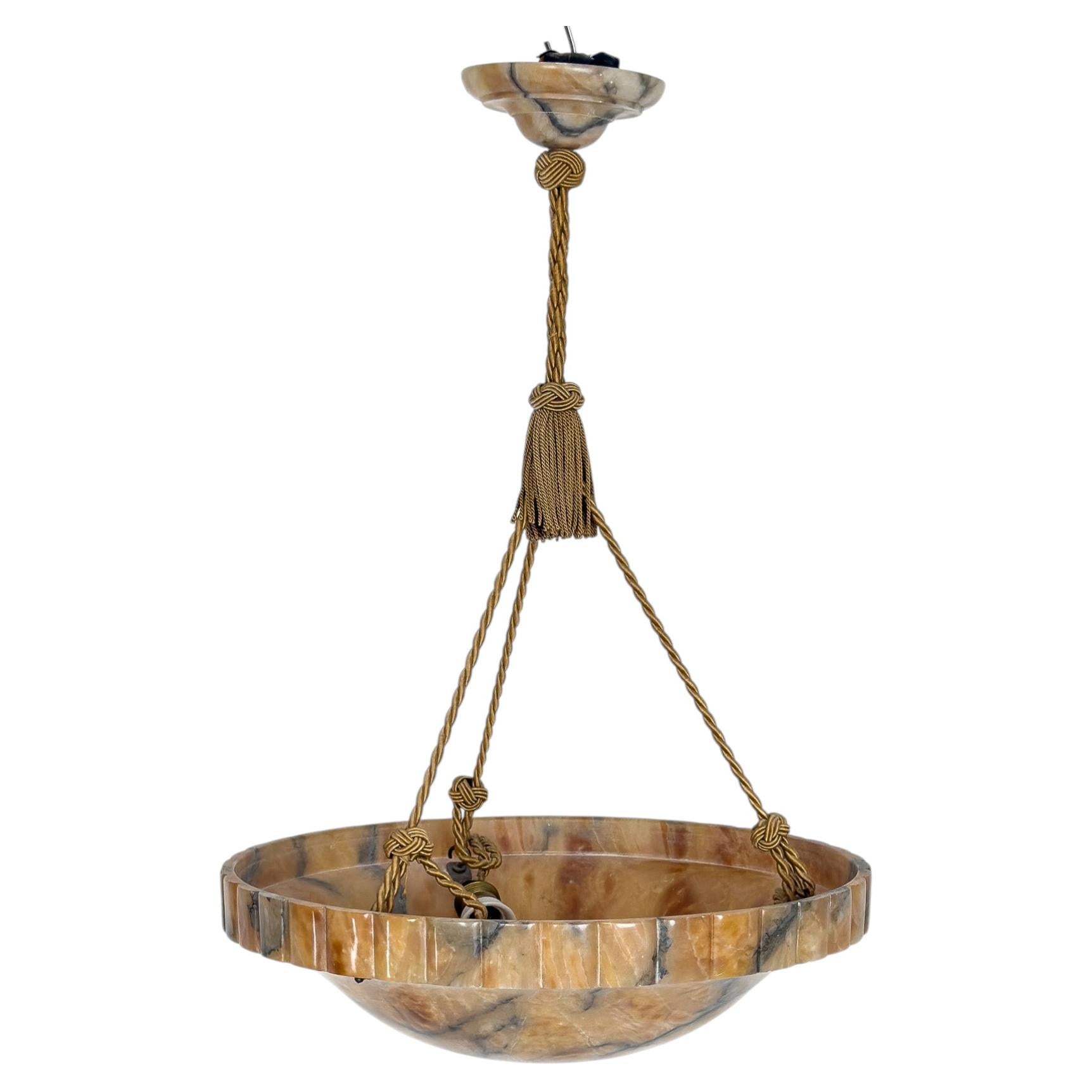 A sculptural Swedish Grace alabaster pendant lamp from the 1920s–1930s