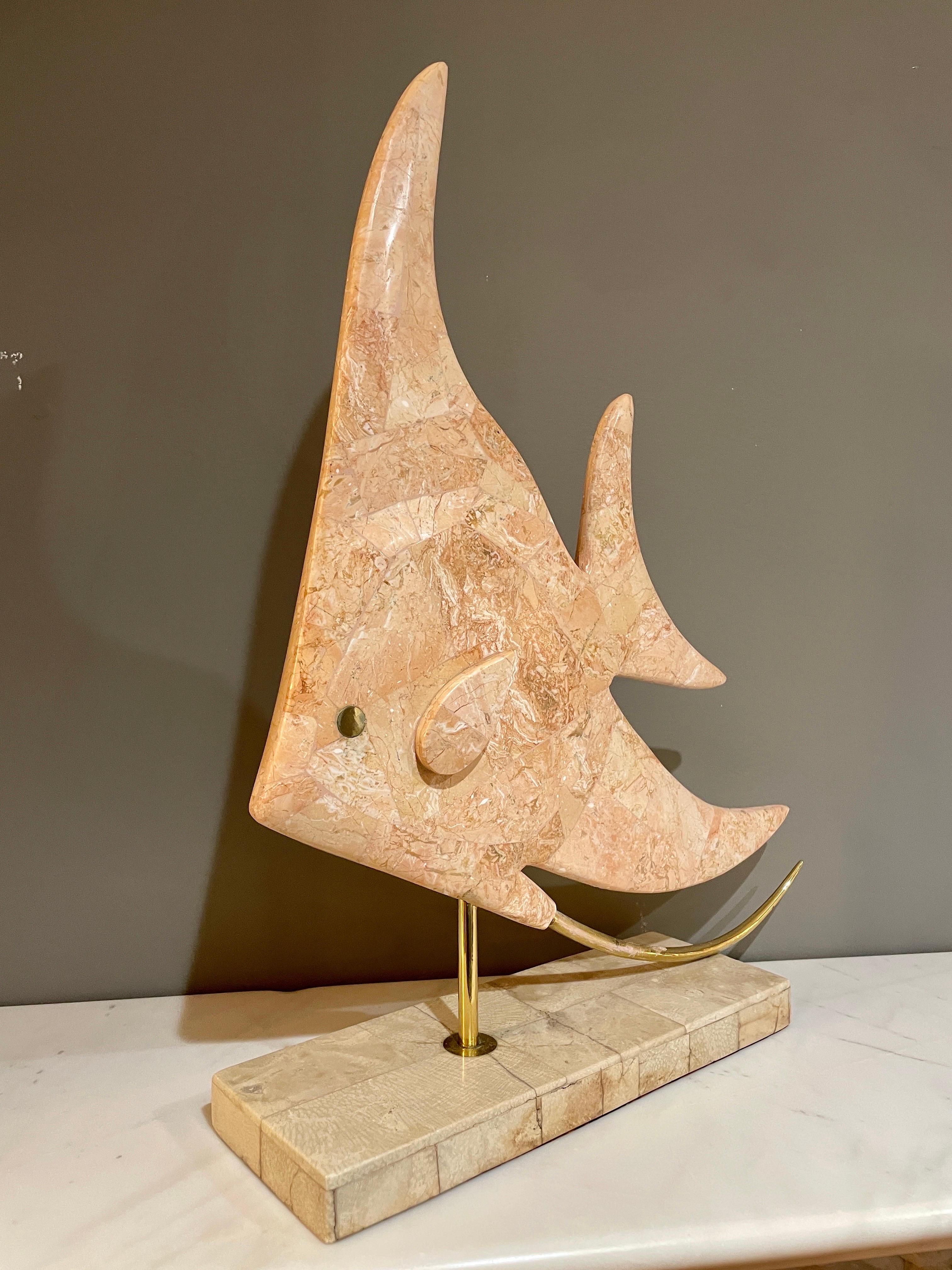 A Sculptural Tessellated Marble Tropical Fish  In Good Condition For Sale In London, GB