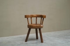 A Sculptural Three-Legged Provincial Vernacular Chair in Solid Oak France 1900