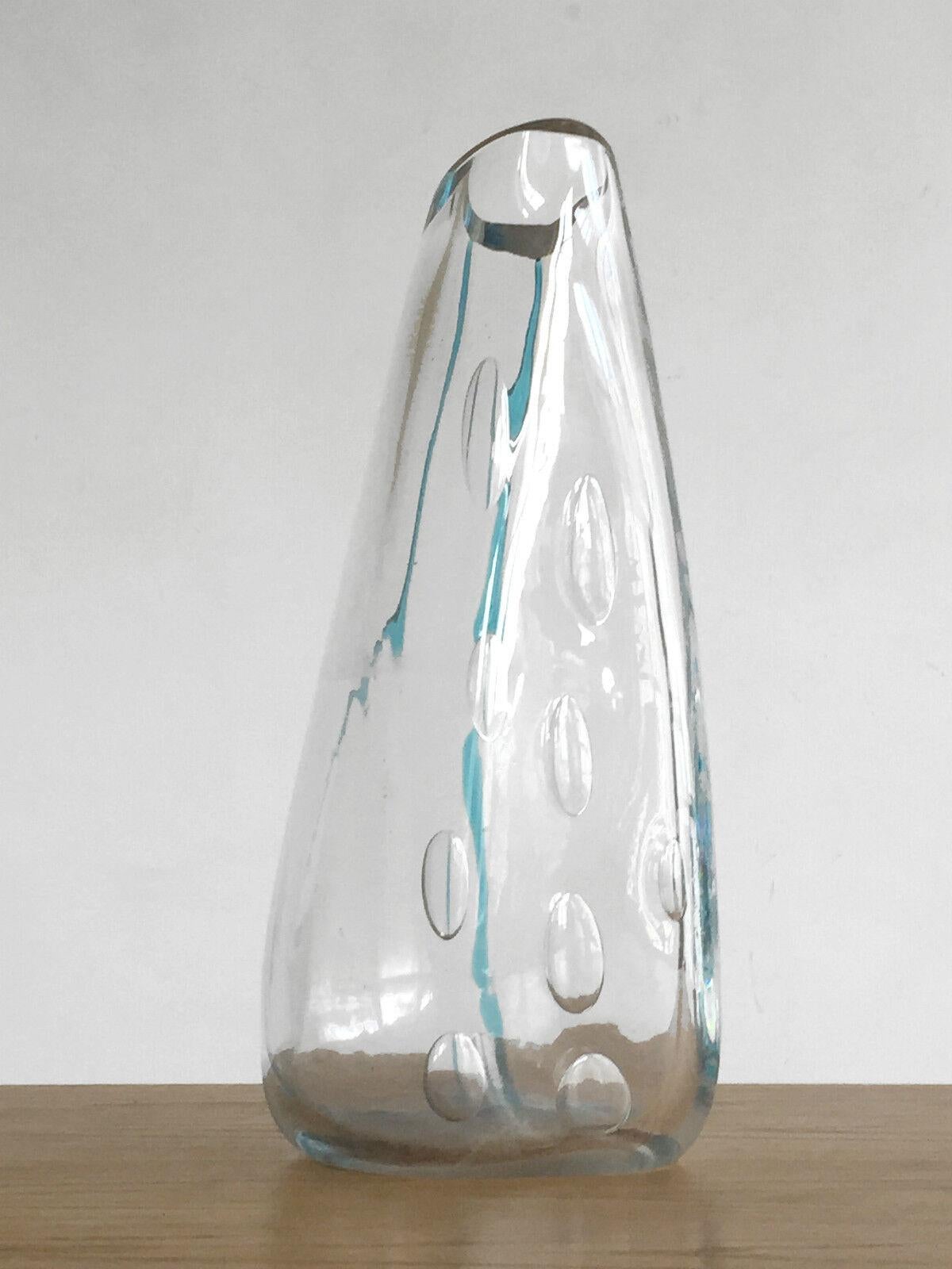 italien VASE Sculpturale en GLASS BLOWN Transparente, VENINI, MURANO, ITALIE 19801990 en vente