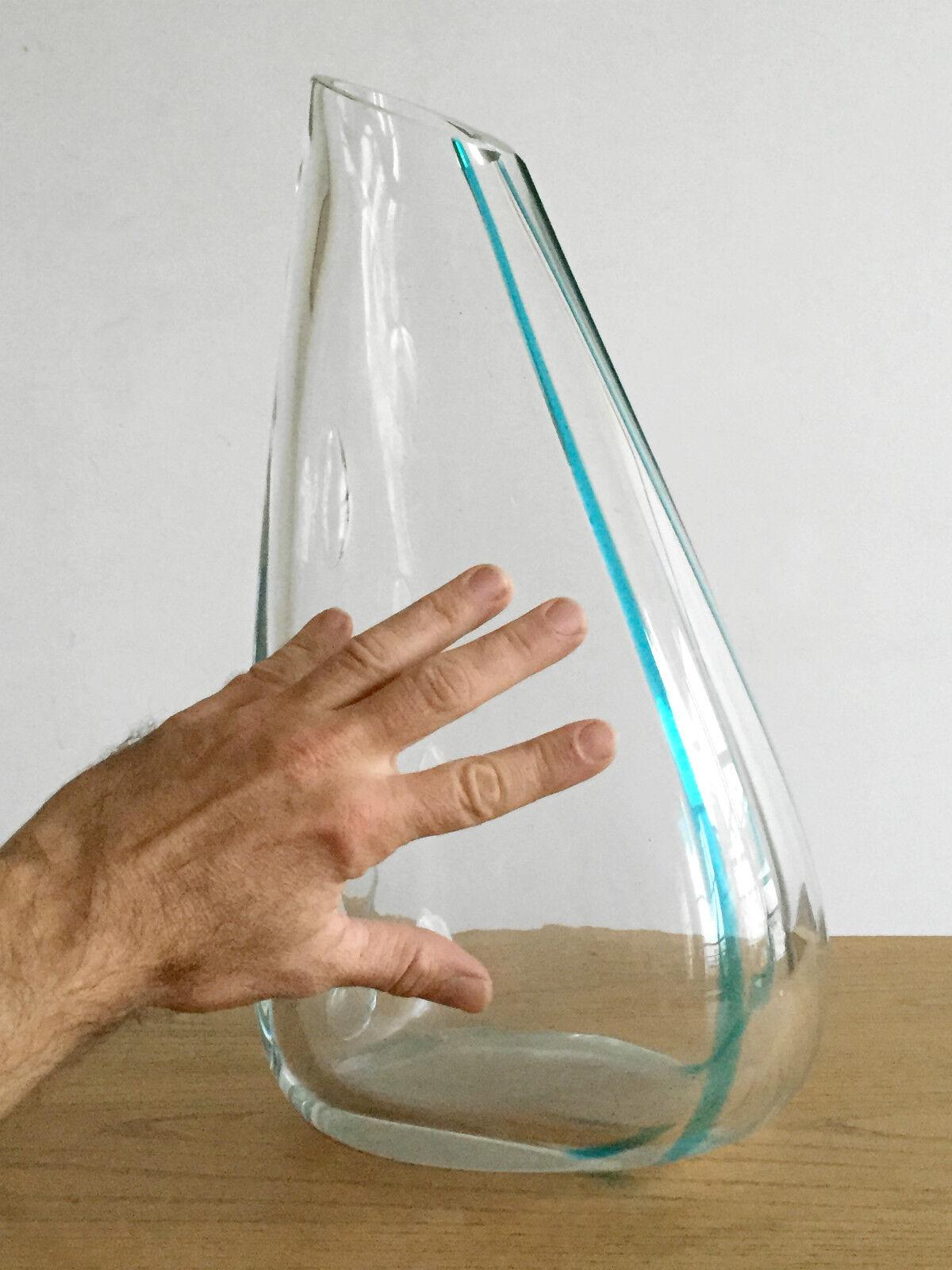 Late 20th Century A Sculptural Transparent BLOWN GLASS VASE, VENINI, MURANO, ITALY 1980-1990 For Sale