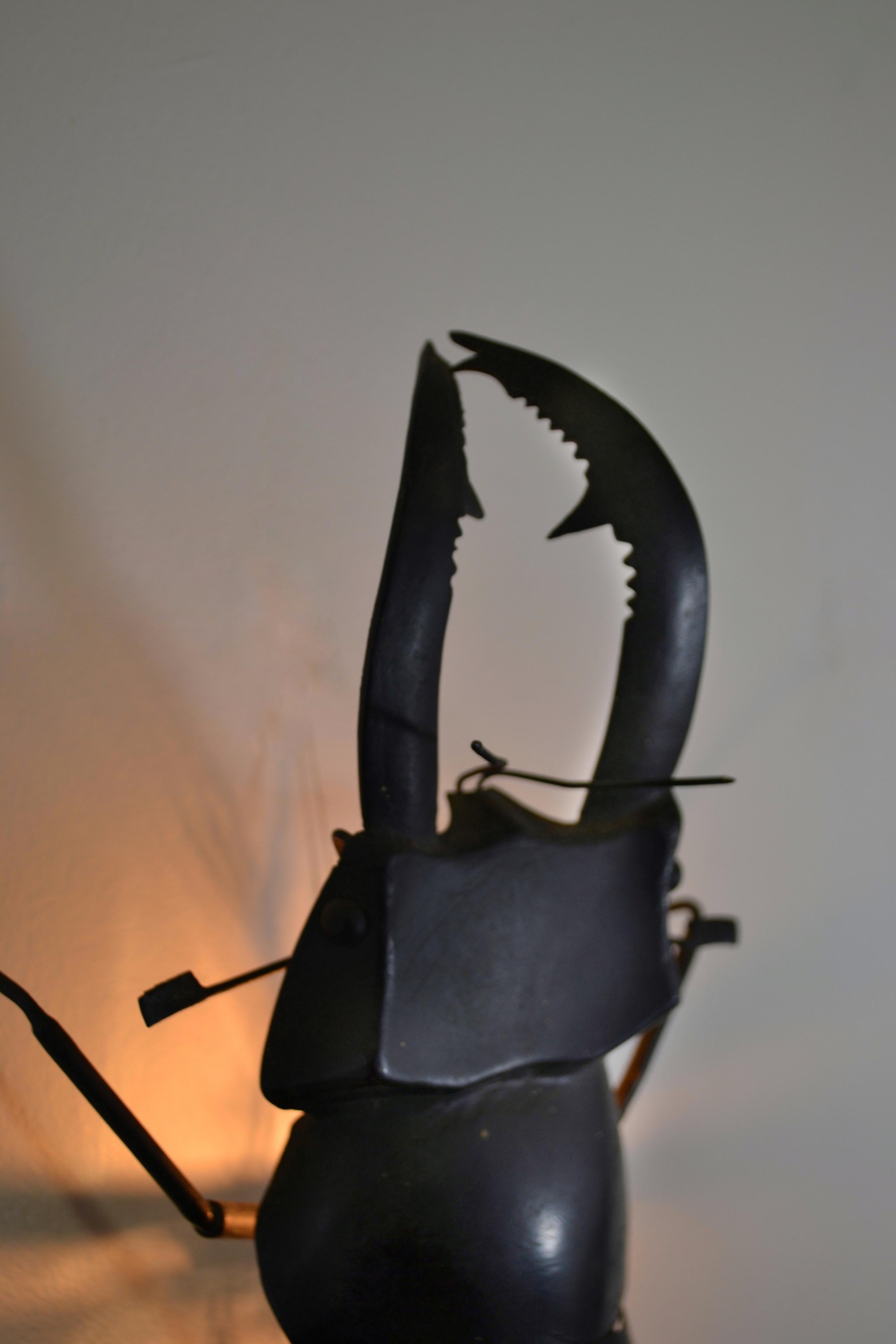 Mid-20th Century a sculptural vintage 1960s metal beetle lamp – France