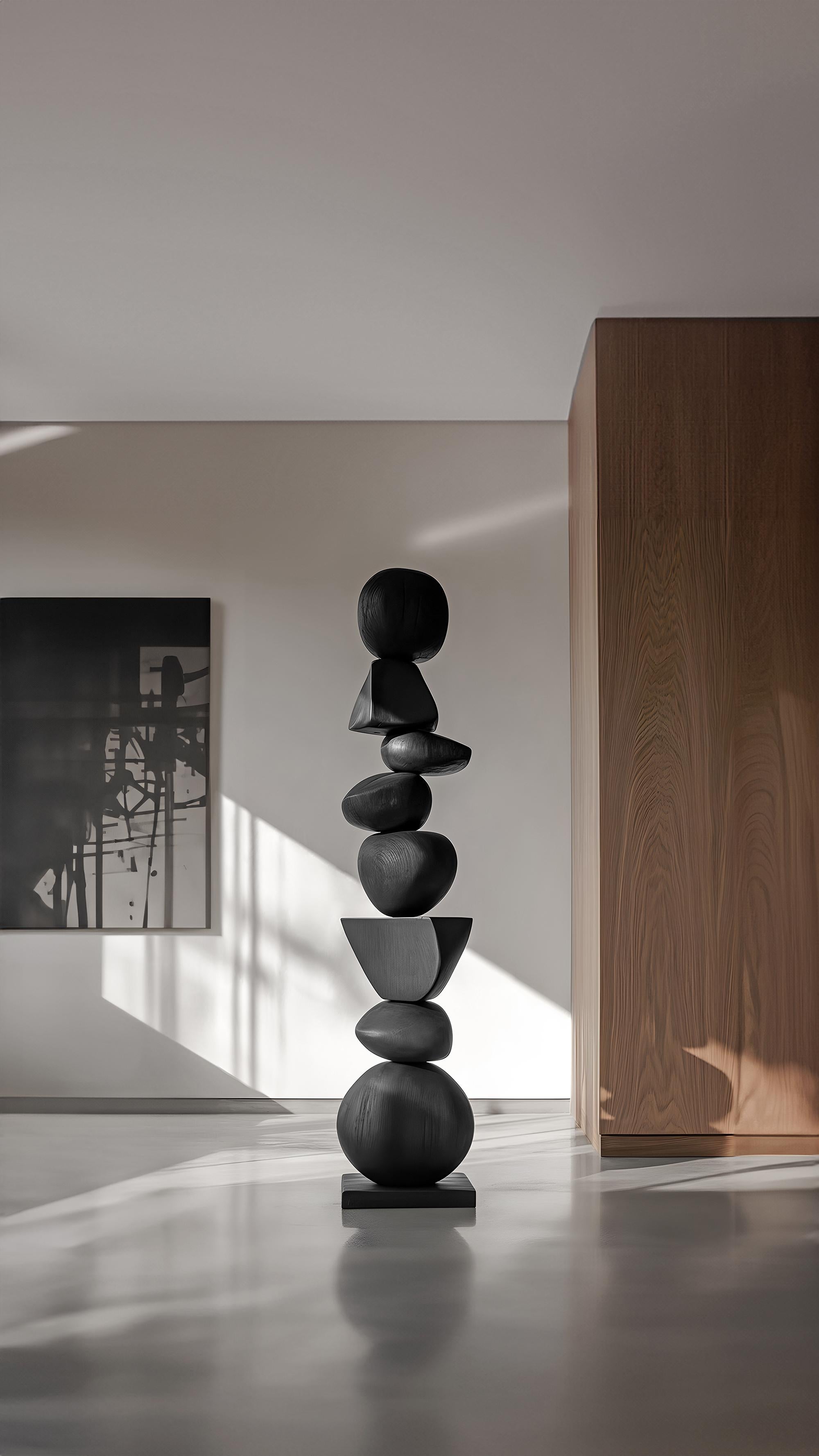 A Sculpture of Dark Elegance, Biomorphic Black Solid Wood, Still Stand No97 In New Condition For Sale In Estado de Mexico CP, Estado de Mexico