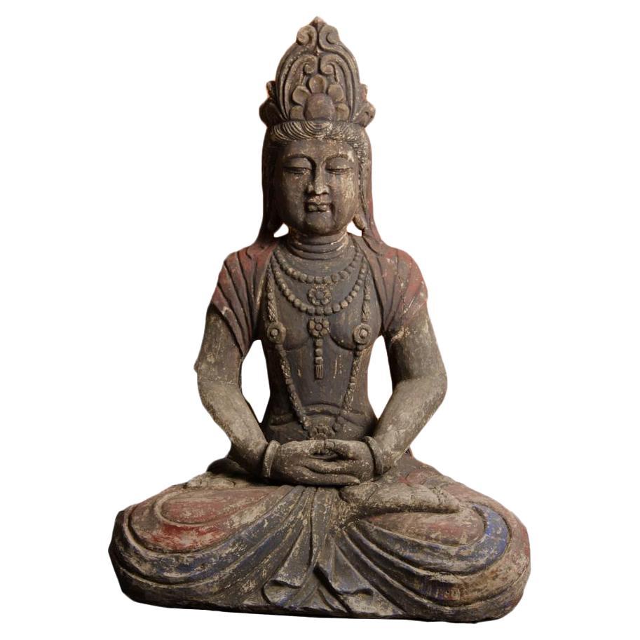 Seated Larger Then Life Guan Yin Seated Buddha Statue For Sale