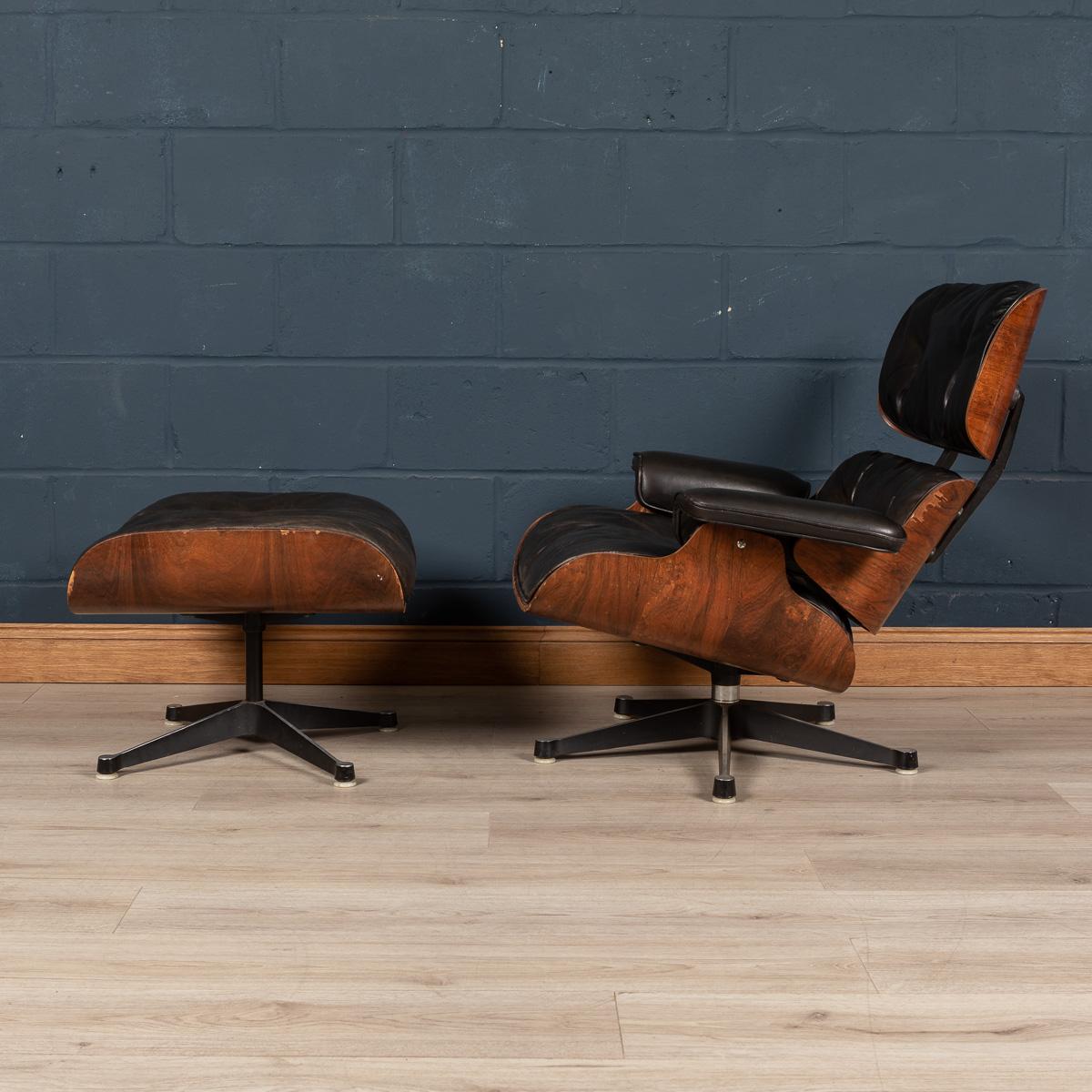 The Eames lounge chair and ottoman are furnishings made of molded plywood and leather, designed by Charles and Ray Eames for the Herman Miller furniture company. They are officially titled Eames Lounge 