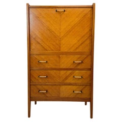 Vintage A Secretaire in Oak with Parquetry Front and Three drawers, Denmark 1950's