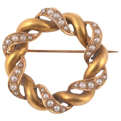 Brosche aus Saatperlen und Gold, Edwardianisch