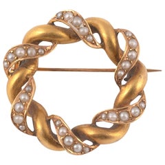 Broche en perles de rocaille et or Edwardian