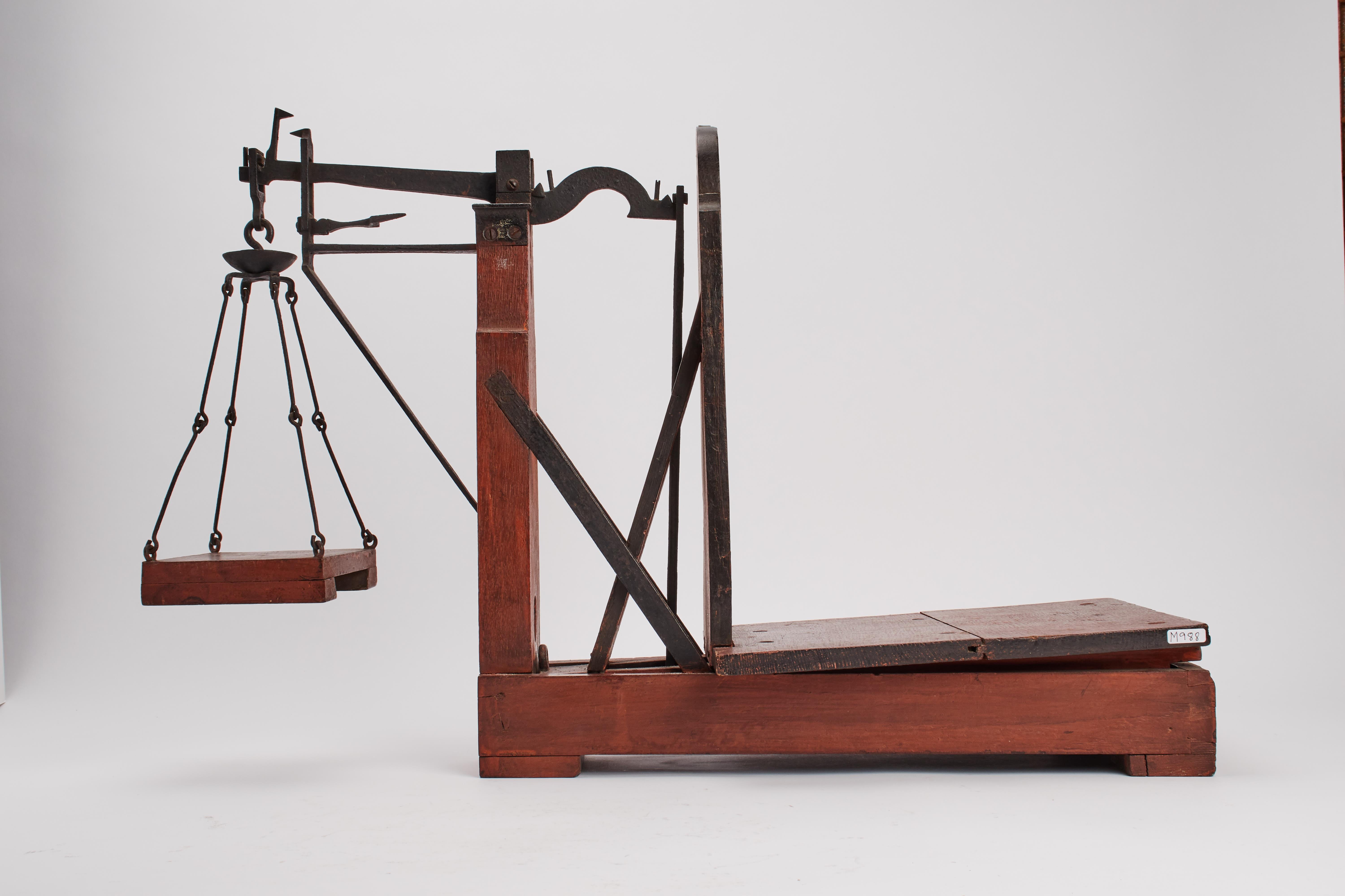 Rare model of scale for seeds. Wooden and iron. France 1830 ca.
