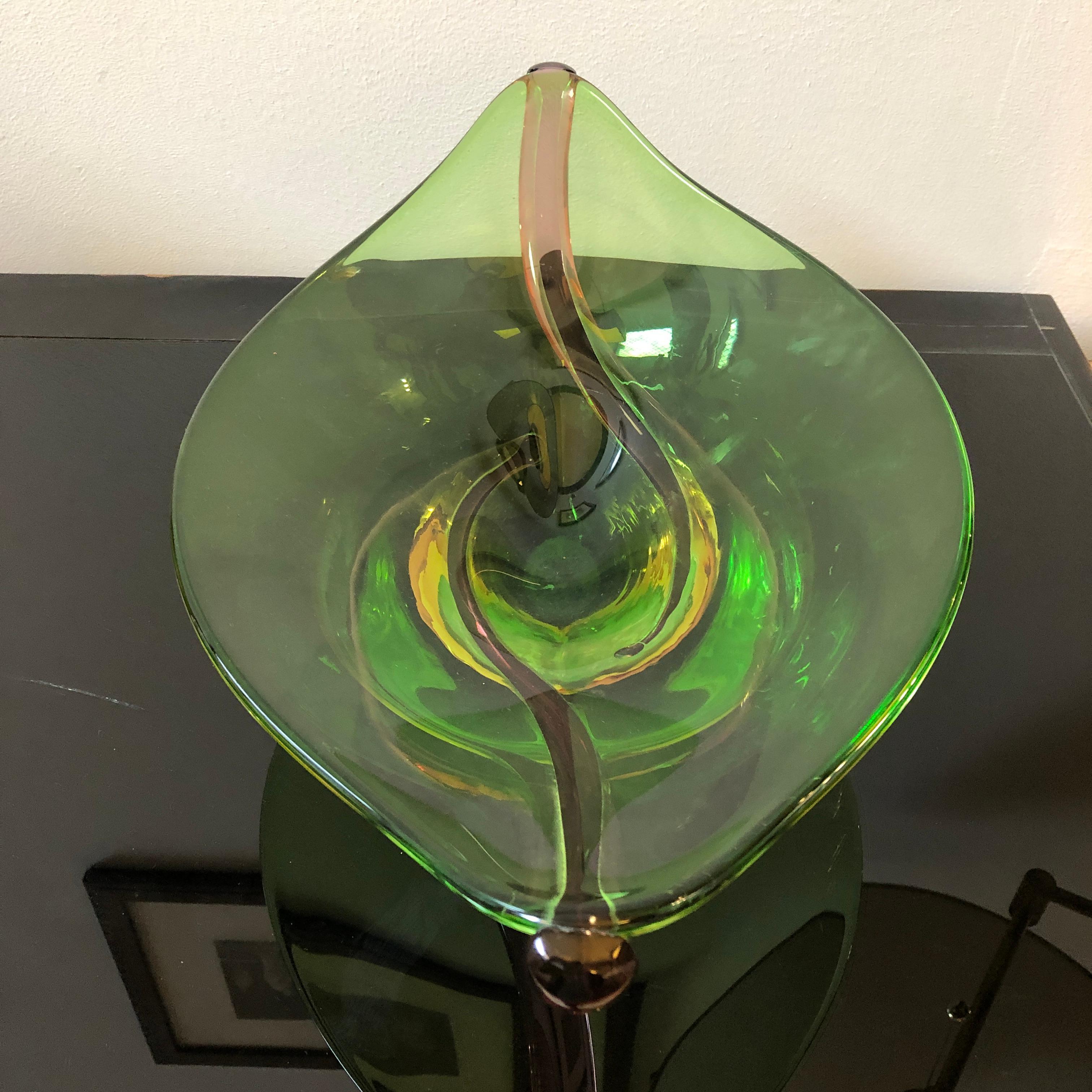 20th Century Seguso Mid-Century Modern Italian Green Murano Glass Centerpiece, 1970